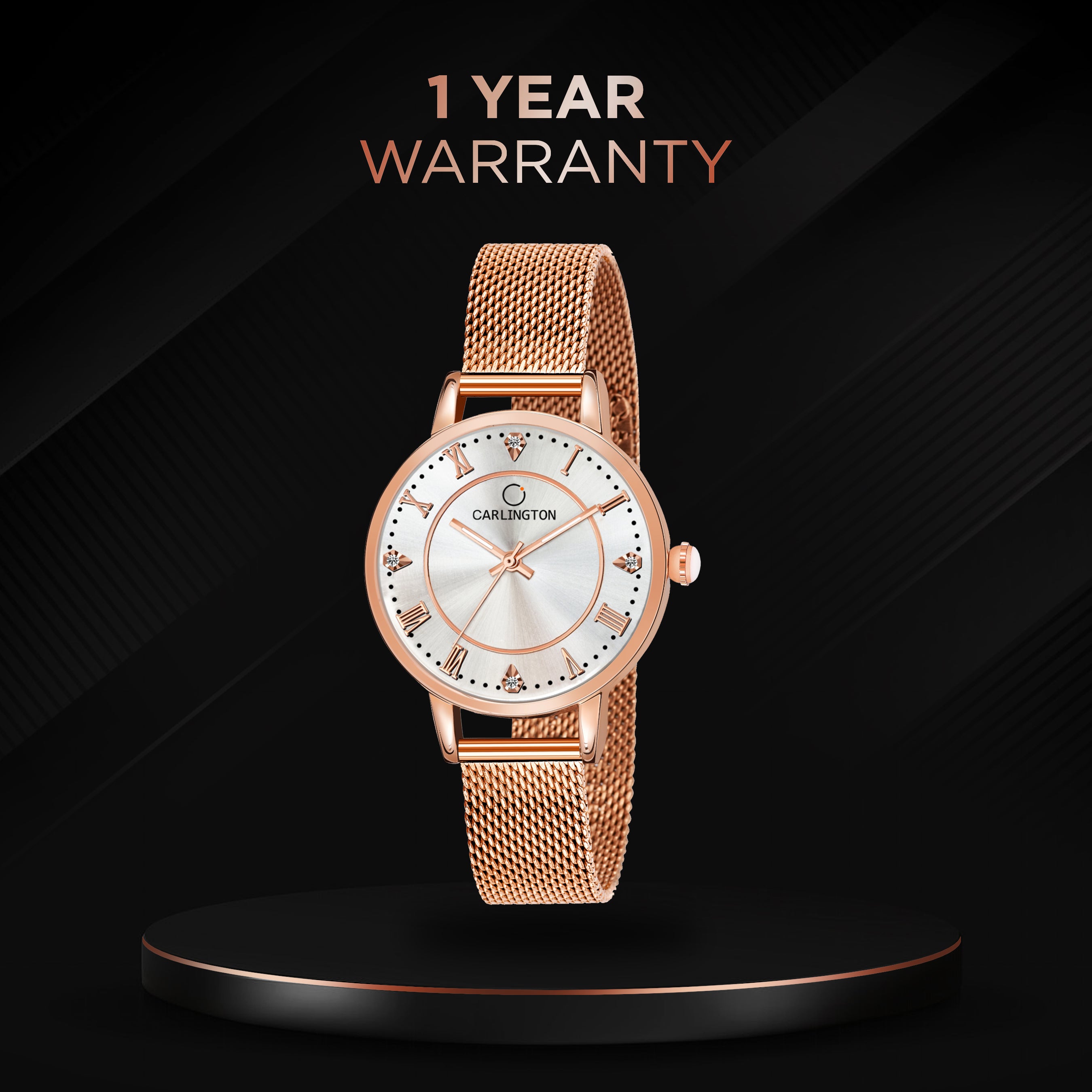 Carlington Elite Ladies Self Adjustable Mesh Strap Water Resistant Analog Watch - For Women CT2013