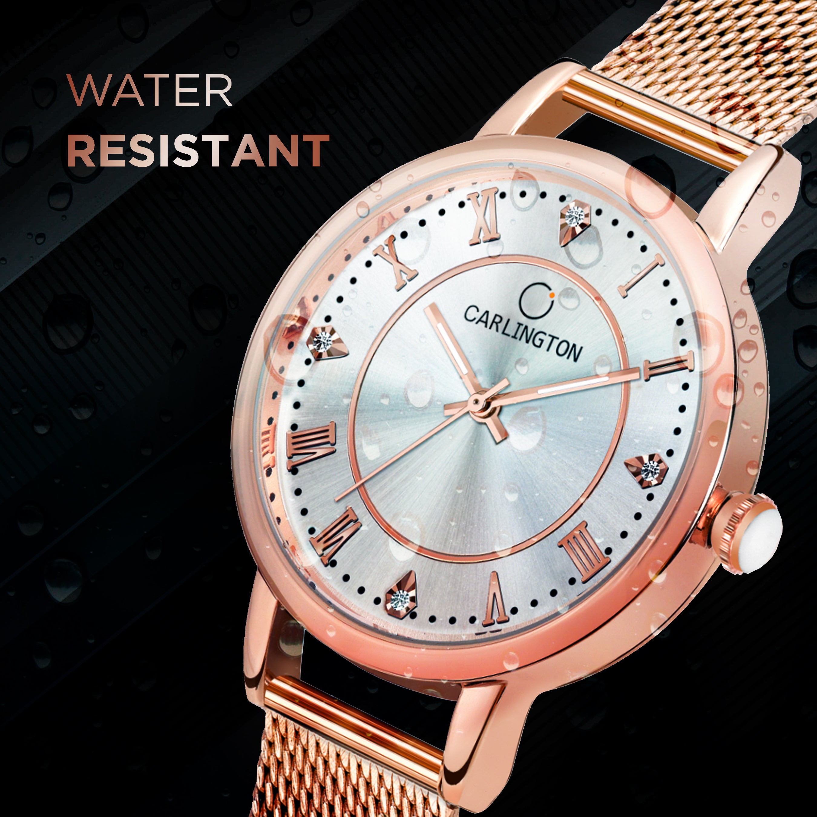 Carlington Elite Ladies Self Adjustable Mesh Strap Water Resistant Analog Watch - For Women CT2013