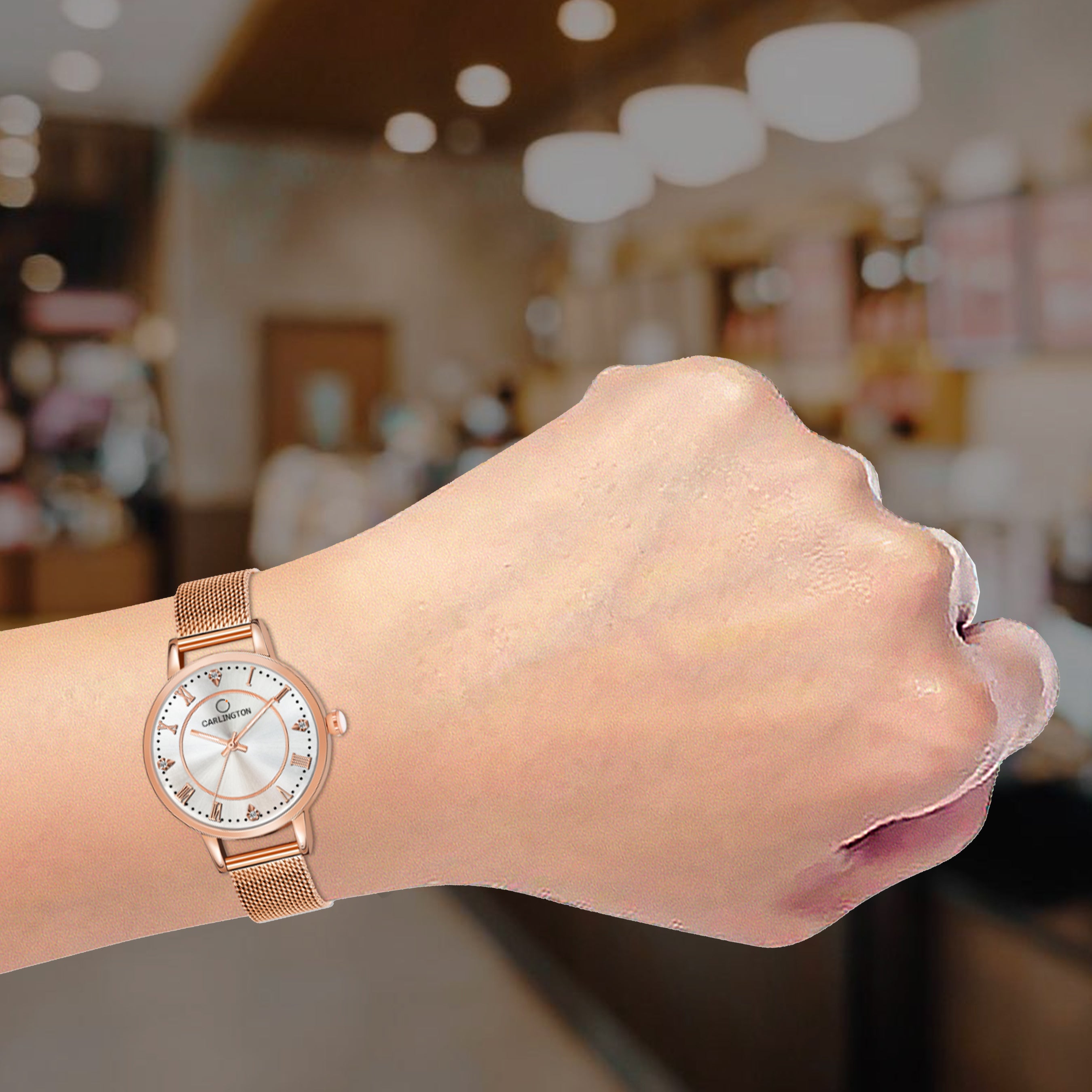 Carlington Elite Ladies Self Adjustable Mesh Strap Water Resistant Analog Watch - For Women CT2013