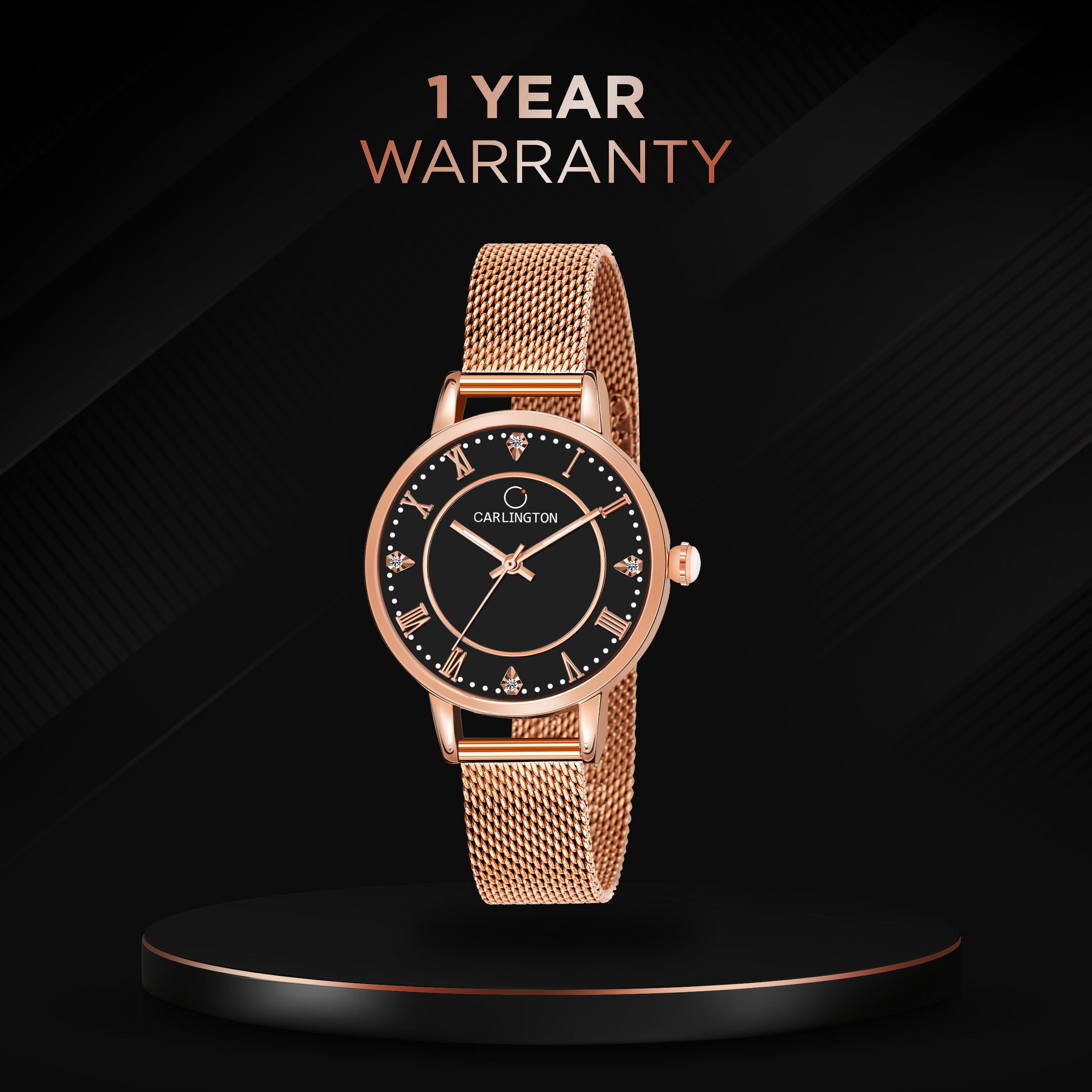 Carlington Elite Ladies Self Adjustable Mesh Strap Water Resistant Analog Watch - For Women CT2013