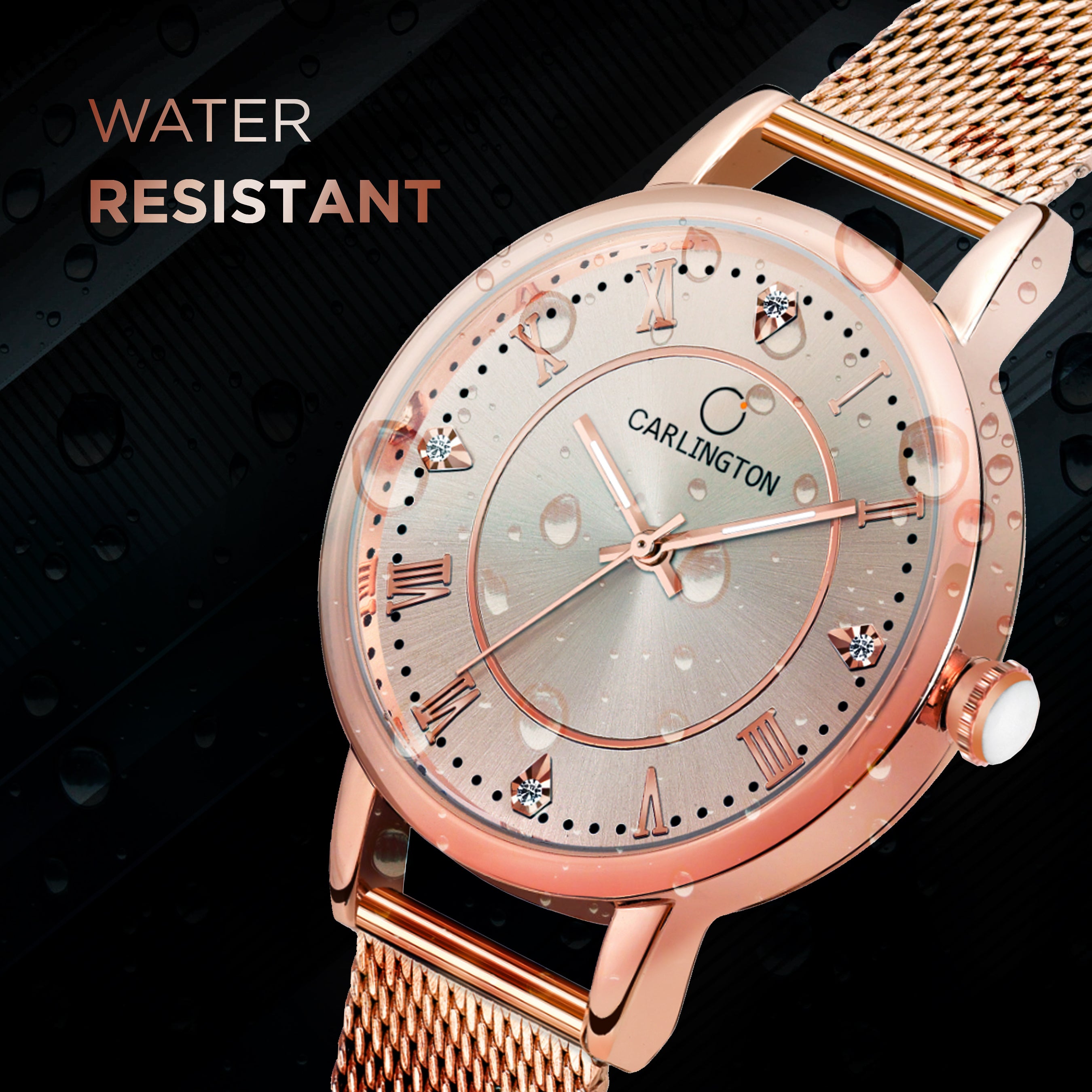 Carlington Elite Ladies Self Adjustable Mesh Strap Water Resistant Analog Watch - For Women CT2013