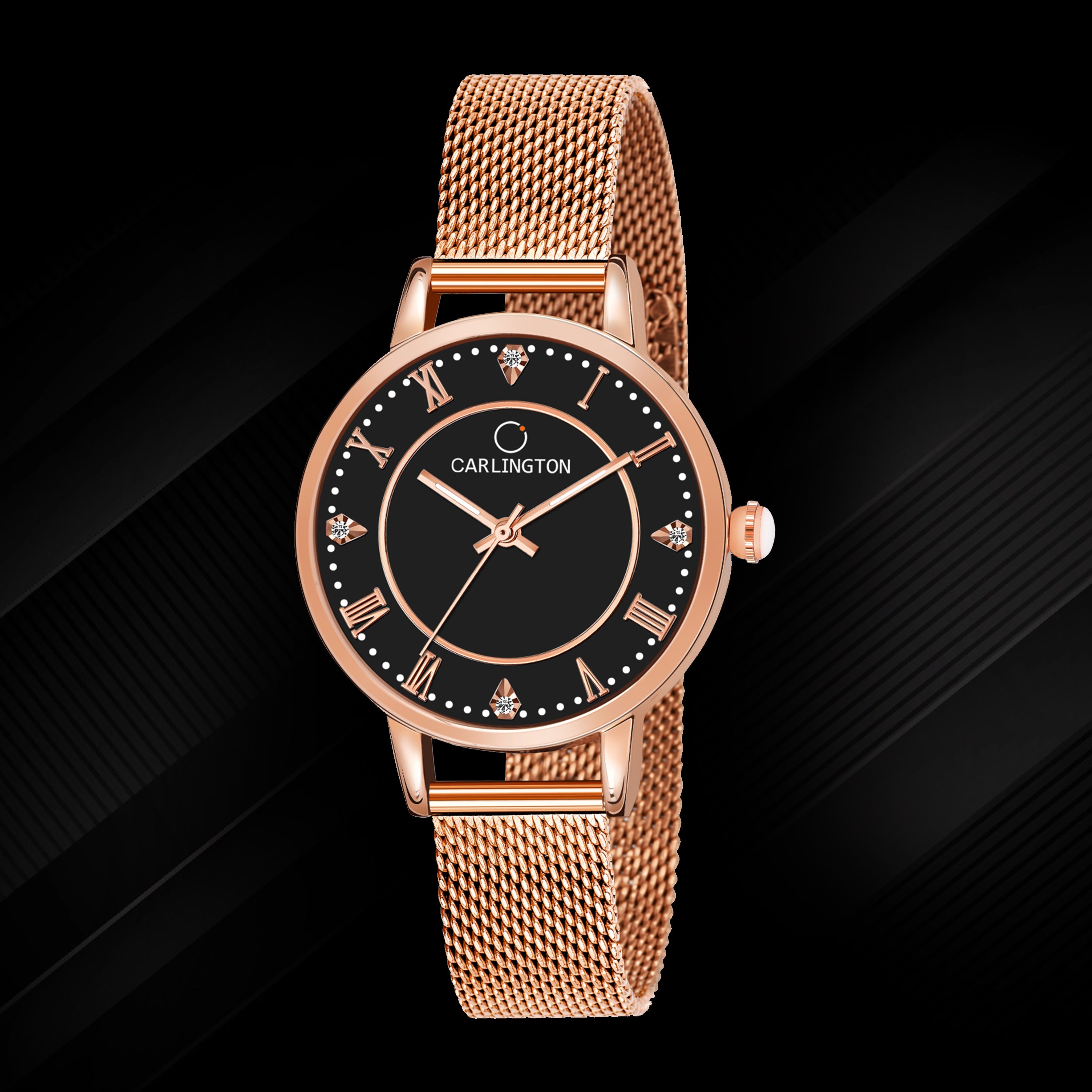 Carlington Elite Ladies Self Adjustable Mesh Strap Water Resistant Analog Watch - For Women CT2013