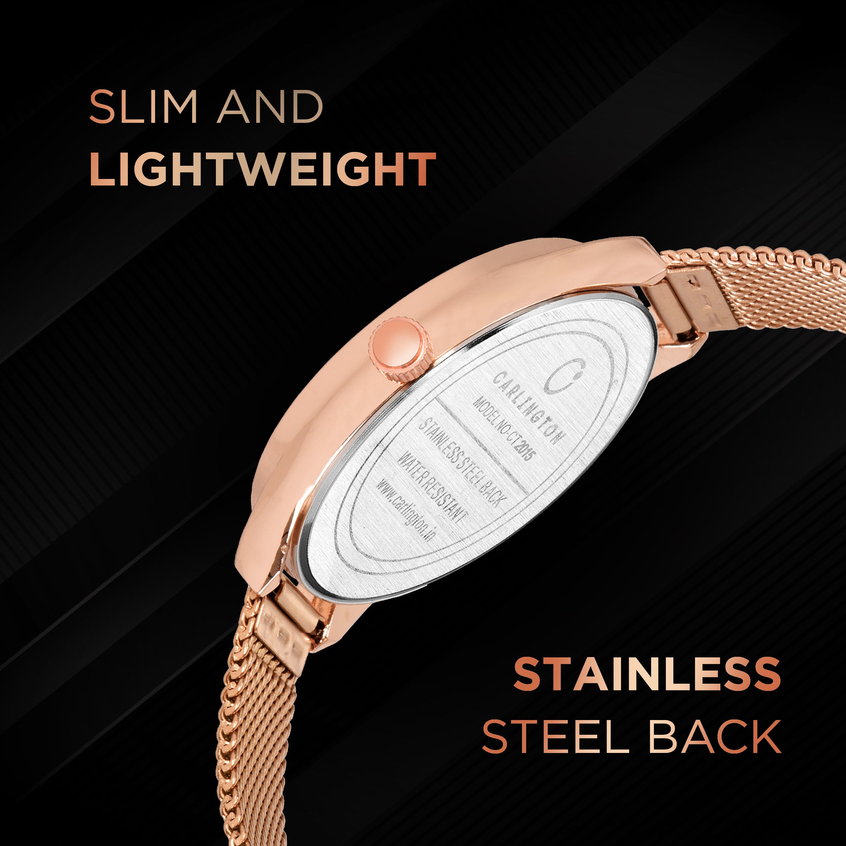 Carlington Elite Ladies Self Adjustable Mesh Strap Water Resistant Analog Watch - For Women CT2015