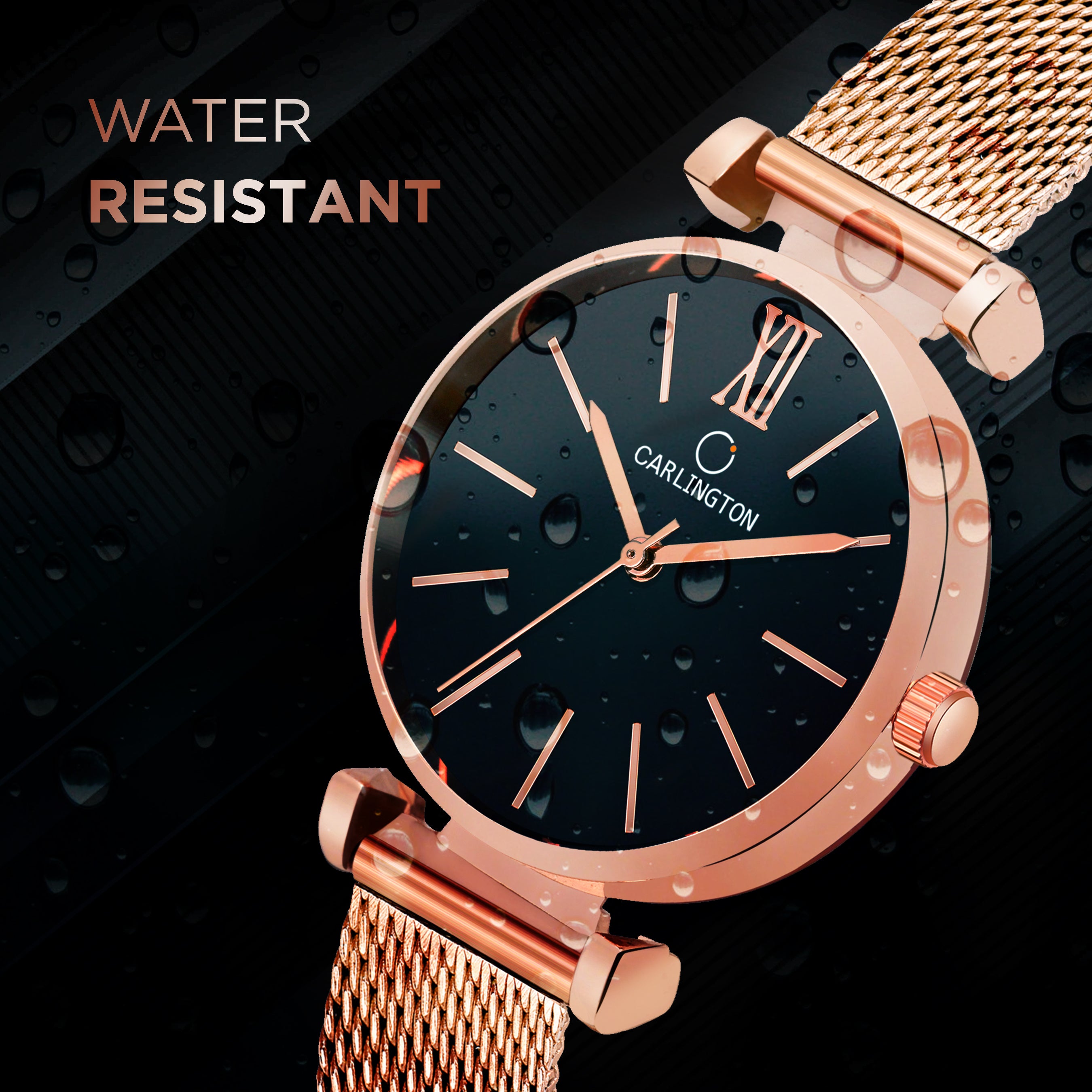 Carlington Elite Ladies Self Adjustable Mesh Strap Water Resistant Analog Watch - For Women CT2016