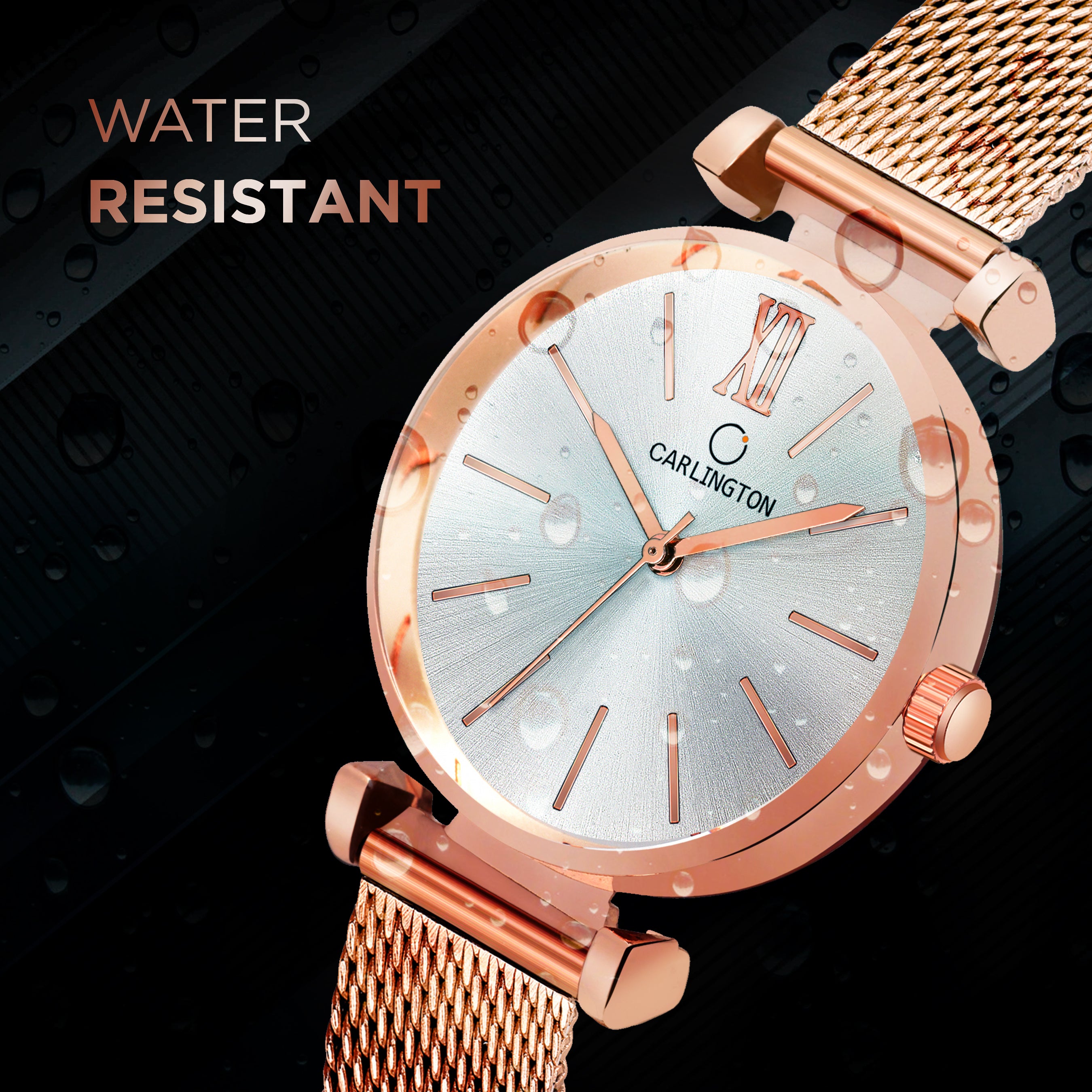 Carlington Elite Ladies Self Adjustable Mesh Strap Water Resistant Analog Watch - For Women CT2016