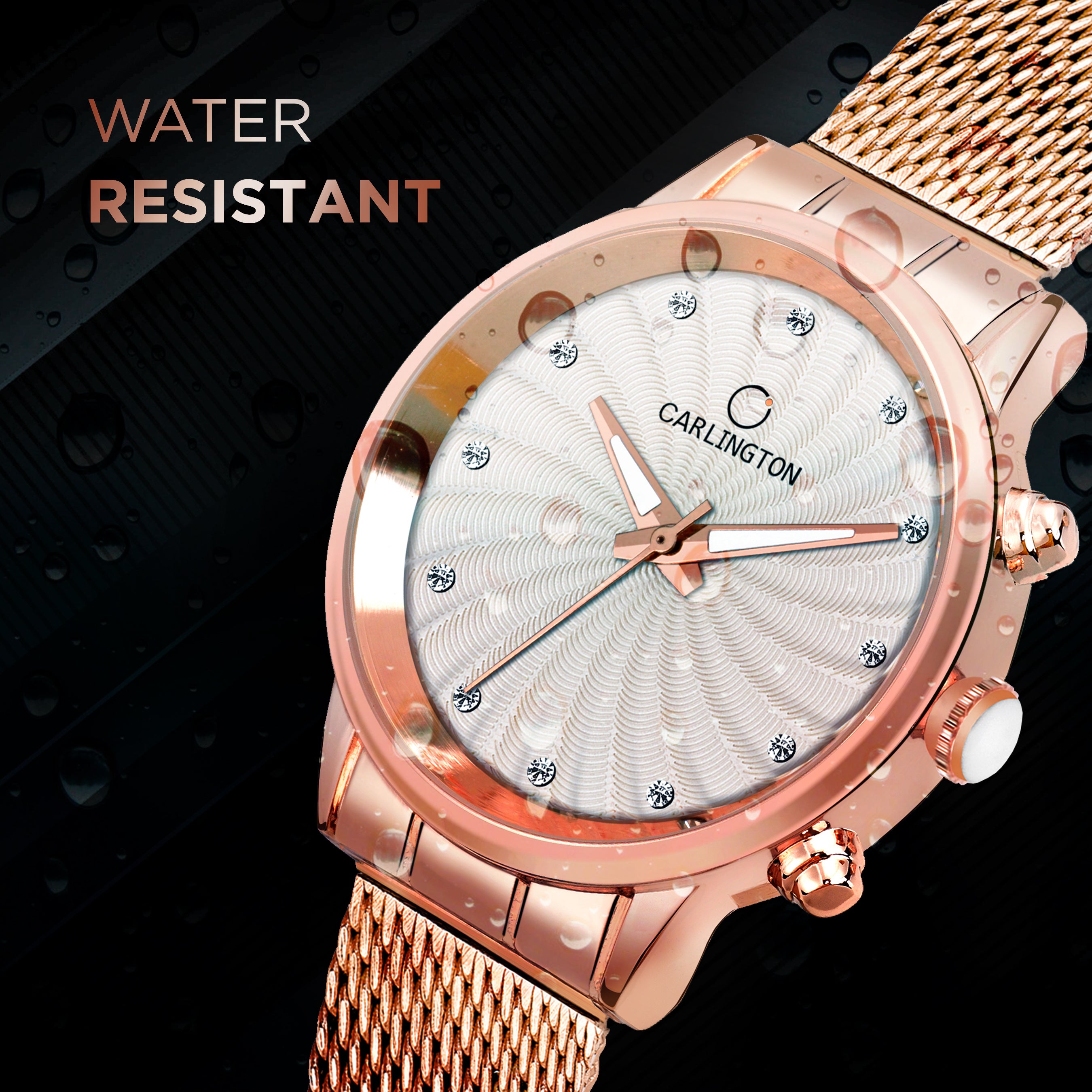 Carlington Elite Ladies Self Adjustable Mesh Strap Water Resistant Analog Watch - For Women CT2017
