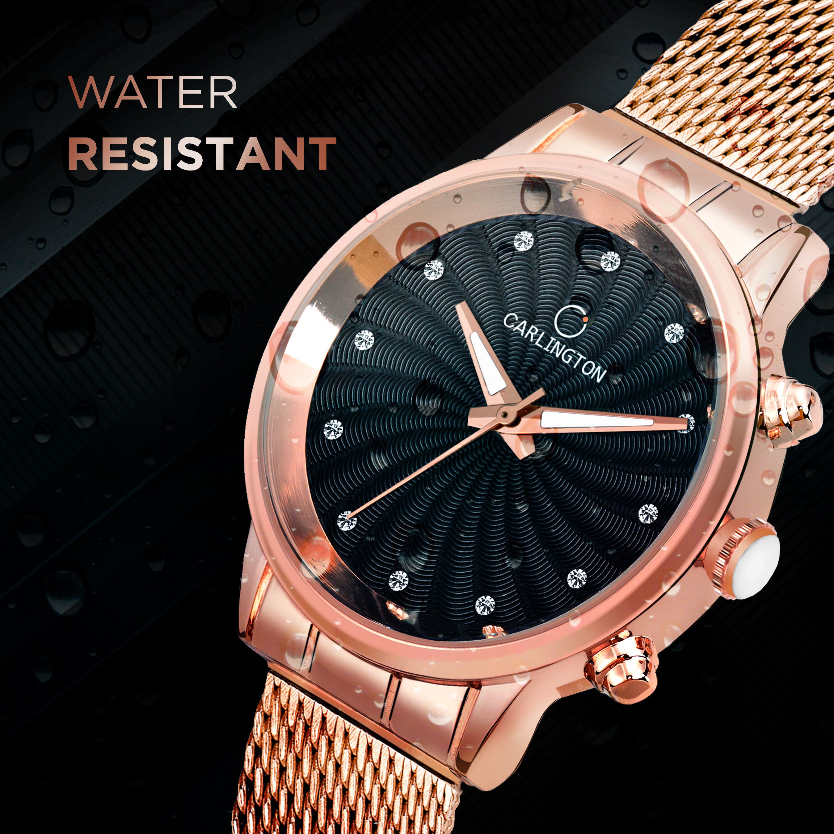 Carlington Elite Ladies Self Adjustable Mesh Strap Water Resistant Analog Watch - For Women CT2017