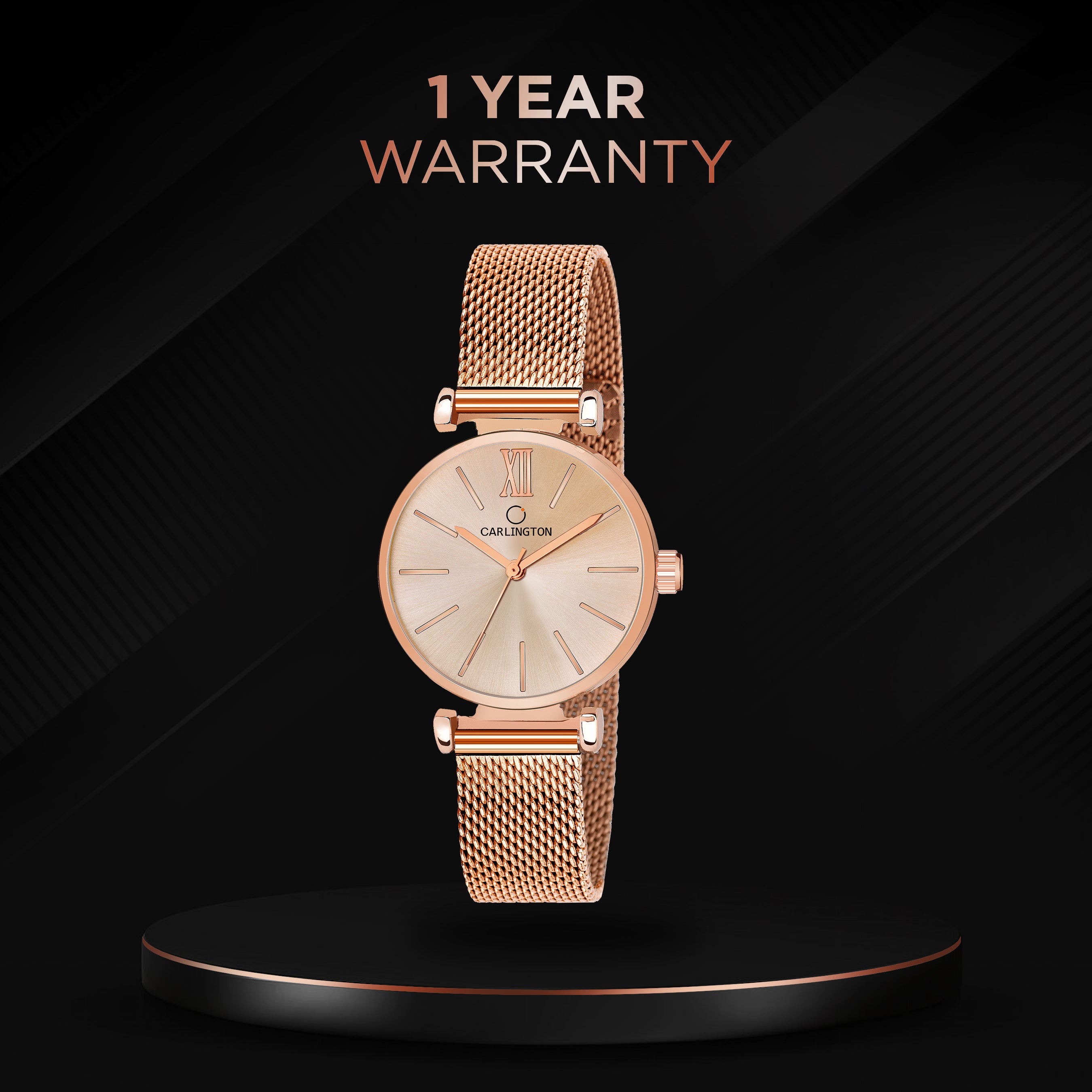 Carlington Elite Ladies Self Adjustable Mesh Strap Water Resistant Analog Watch - For Women CT2016