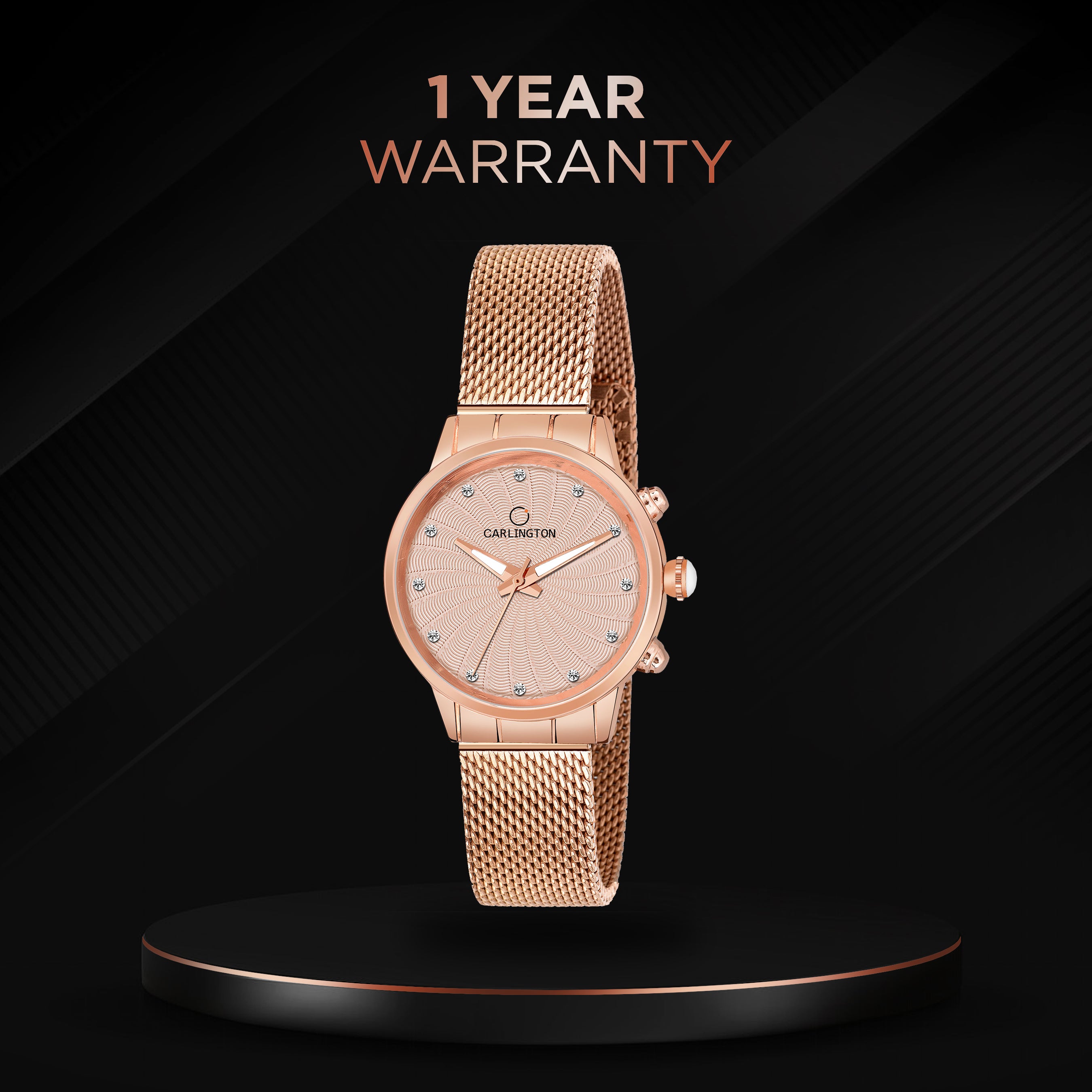 Carlington Elite Ladies Self Adjustable Mesh Strap Water Resistant Analog Watch - For Women CT2017