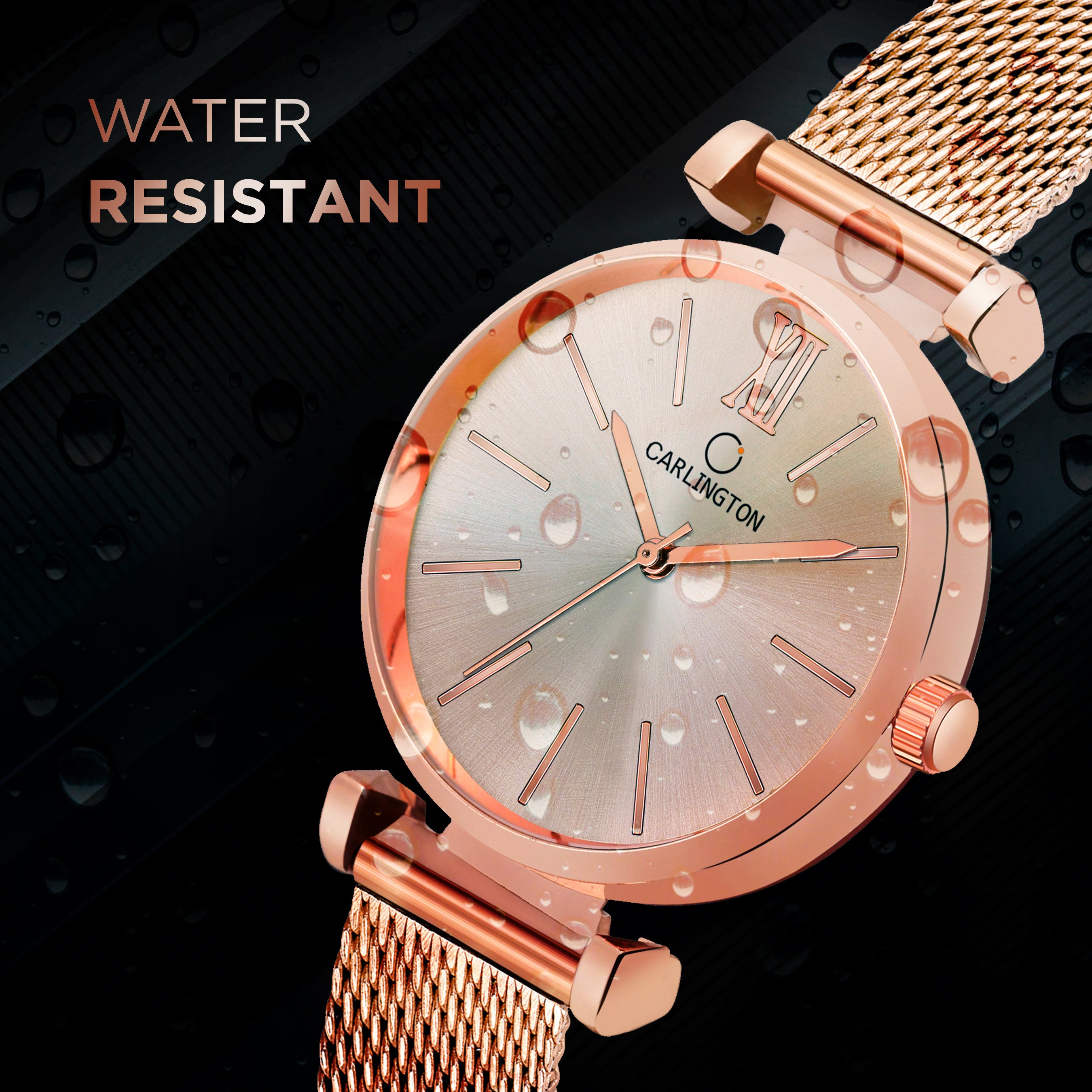 Carlington Elite Ladies Self Adjustable Mesh Strap Water Resistant Analog Watch - For Women CT2016