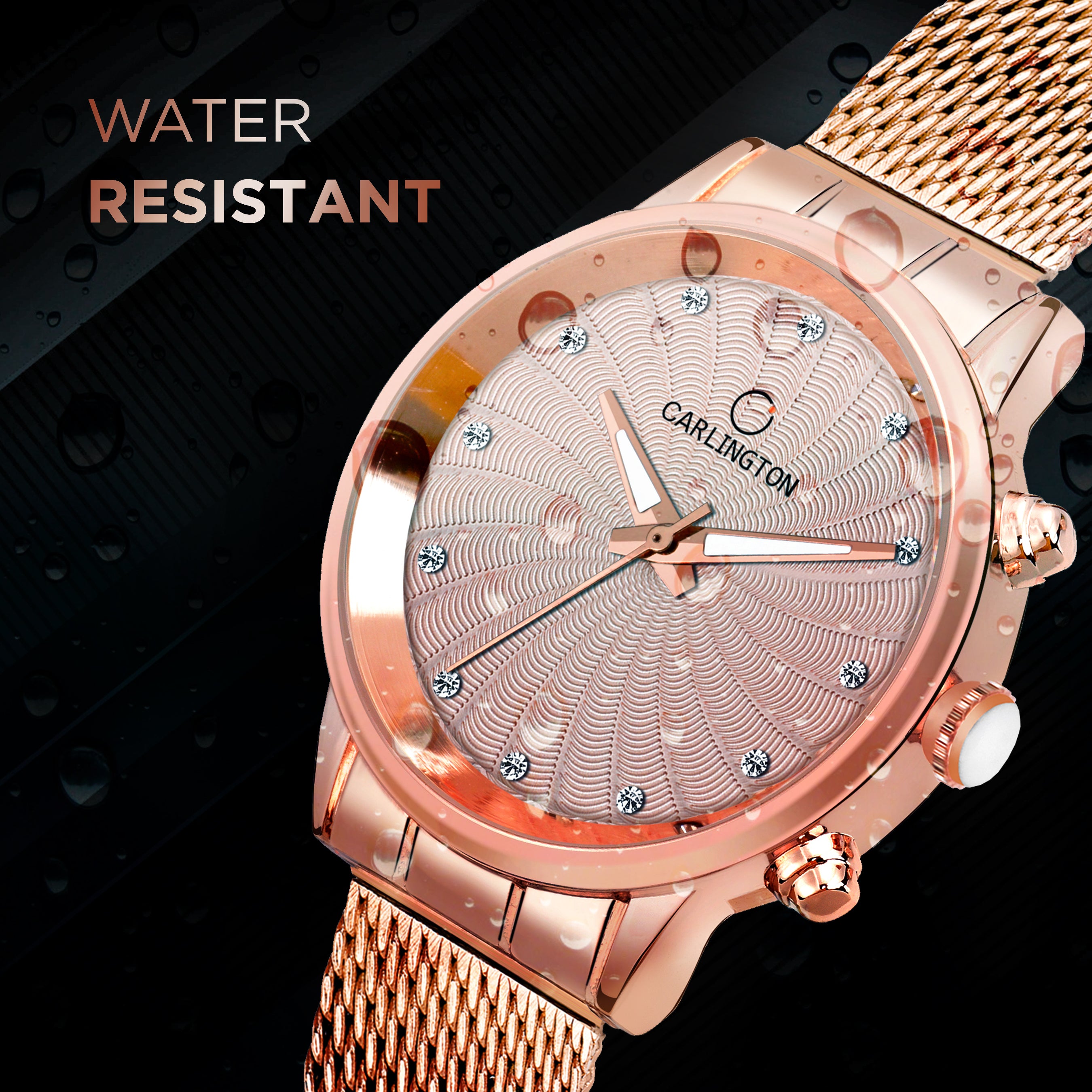 Carlington Elite Ladies Self Adjustable Mesh Strap Water Resistant Analog Watch - For Women CT2017