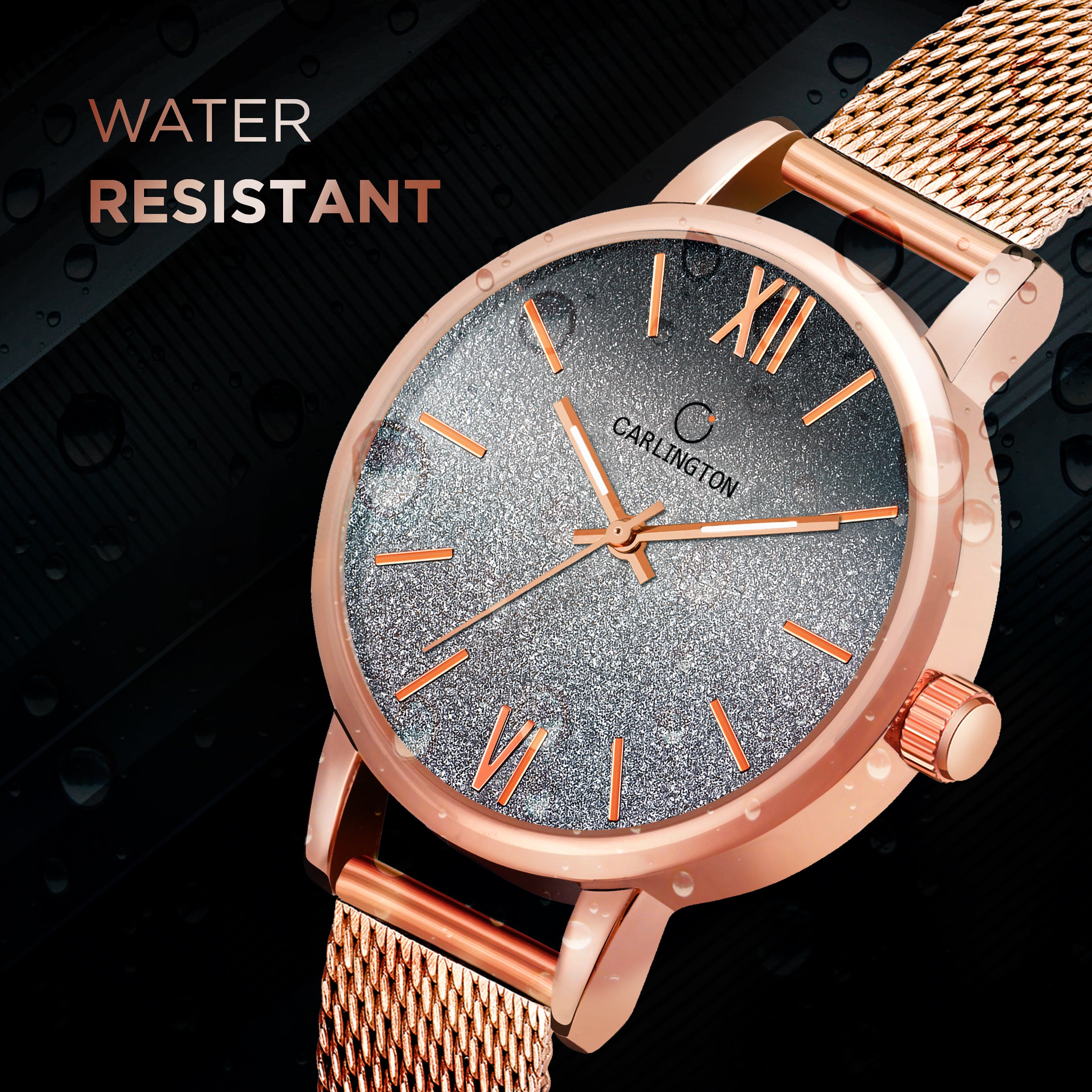 Carlington Elite Ladies Self Adjustable Mesh Strap Water Resistant Analog Watch - For Women CT2018