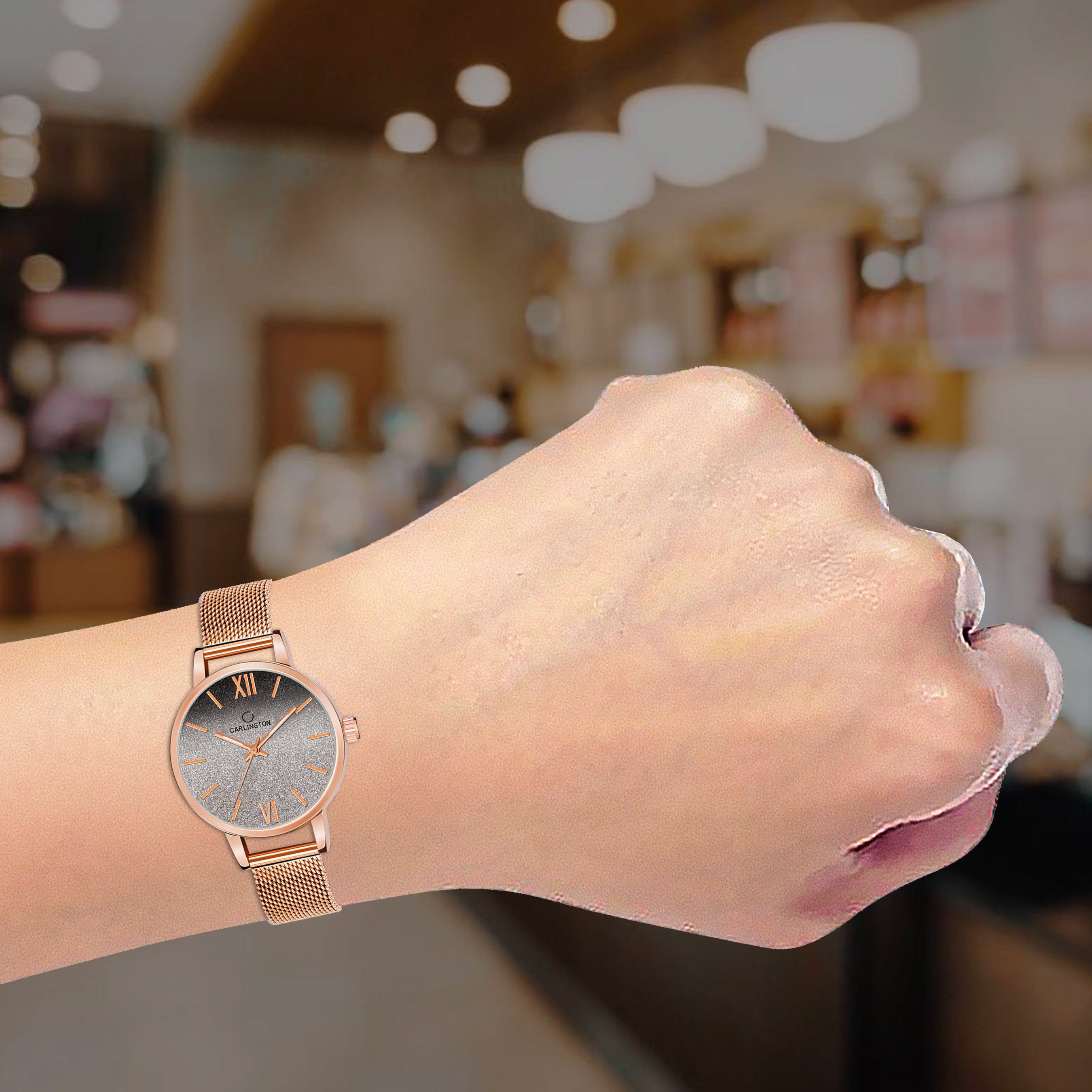 Carlington Elite Ladies Self Adjustable Mesh Strap Water Resistant Analog Watch - For Women CT2018