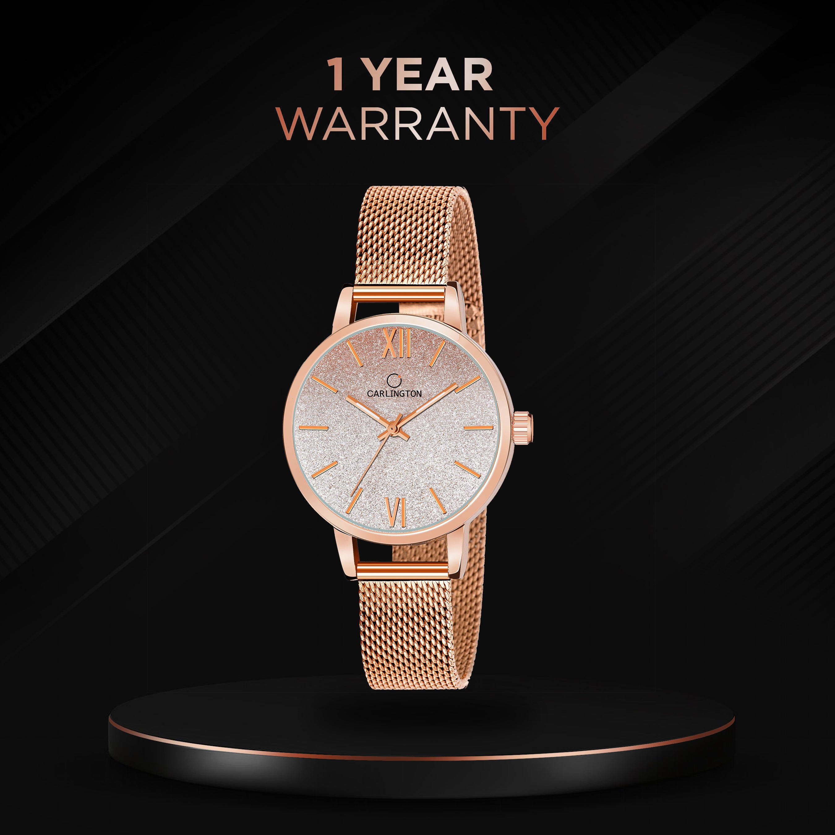 Carlington Elite Ladies Self Adjustable Mesh Strap Water Resistant Analog Watch - For Women CT2018