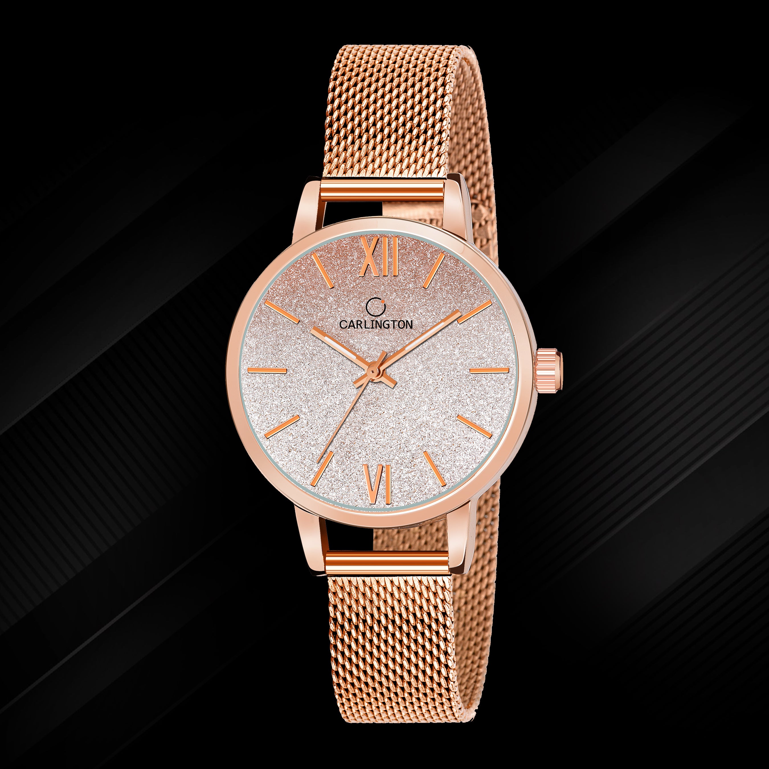 Carlington Elite Ladies Self Adjustable Mesh Strap Water Resistant Analog Watch - For Women CT2018