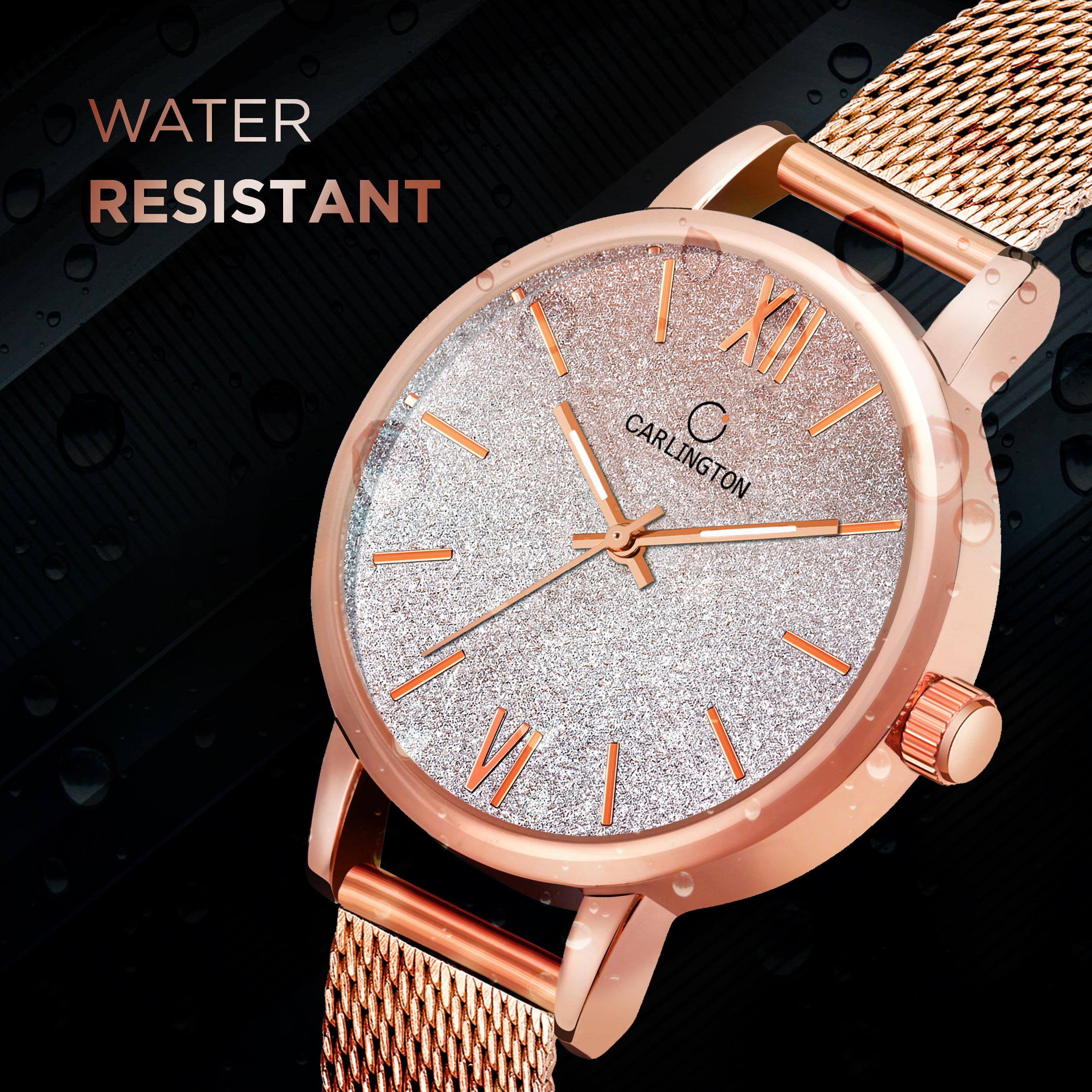 Carlington Elite Ladies Self Adjustable Mesh Strap Water Resistant Analog Watch - For Women CT2018