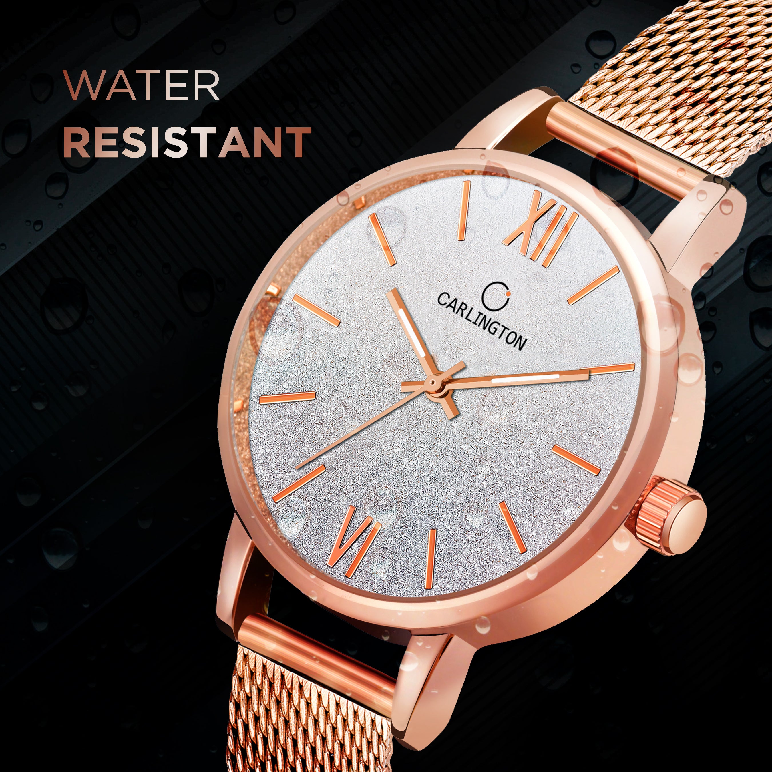 Carlington Elite Ladies Self Adjustable Mesh Strap Water Resistant Analog Watch - For Women CT2018