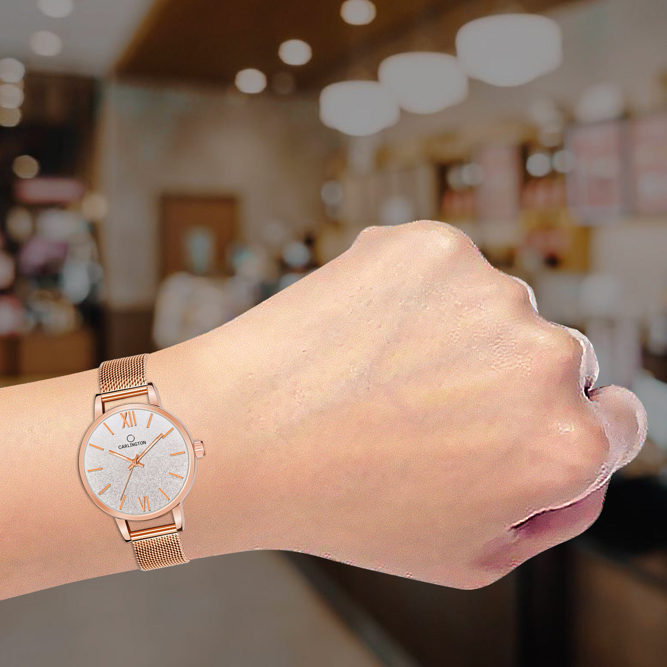 Carlington Elite Ladies Self Adjustable Mesh Strap Water Resistant Analog Watch - For Women CT2018