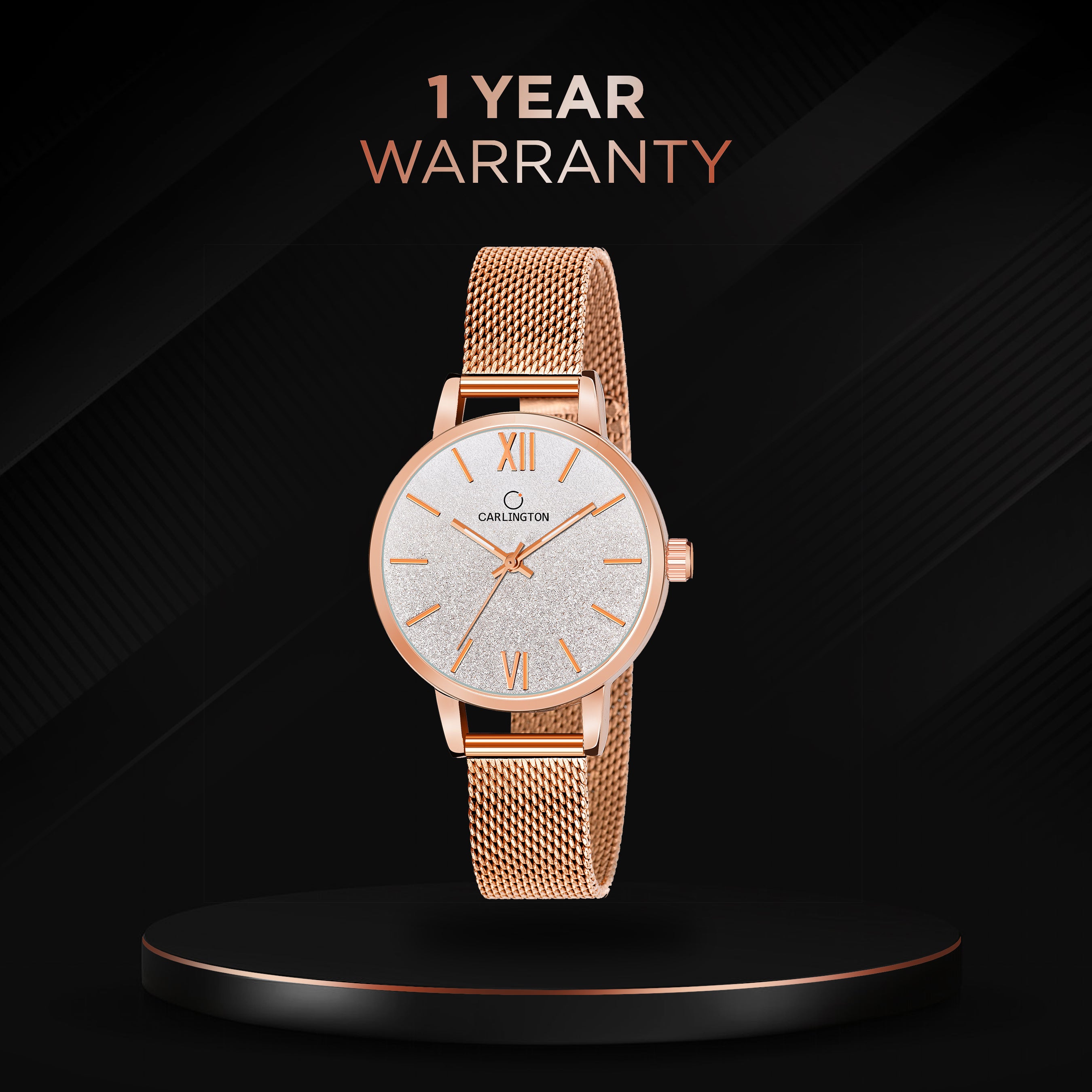 Carlington Elite Ladies Self Adjustable Mesh Strap Water Resistant Analog Watch - For Women CT2018