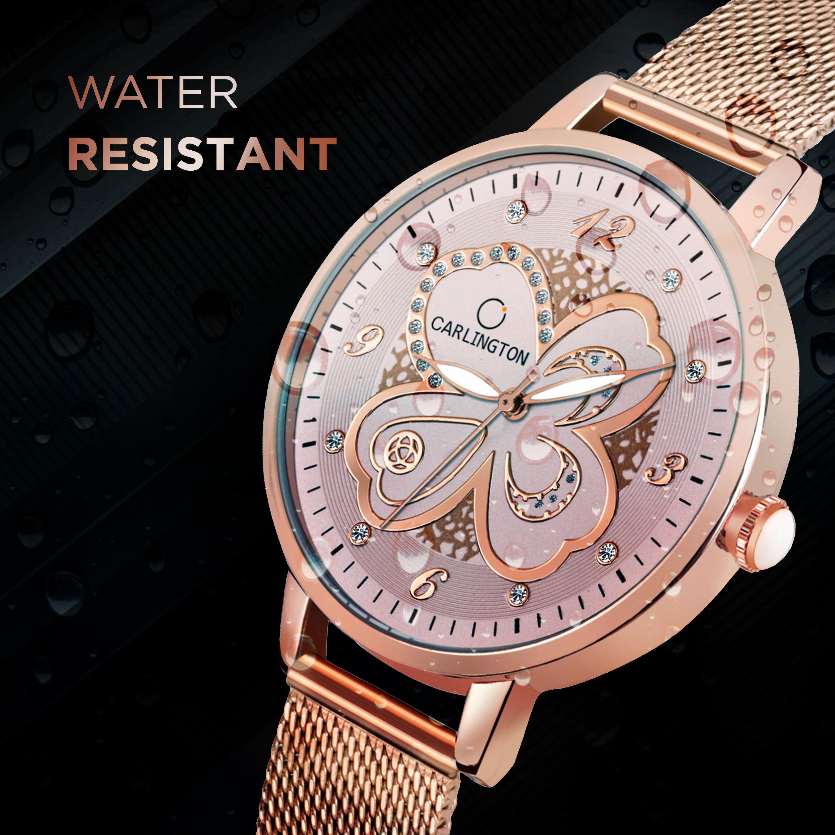 Carlington Elite Ladies Self Adjustable Mesh Strap Water Resistant Analog Watch - For Women CT2019