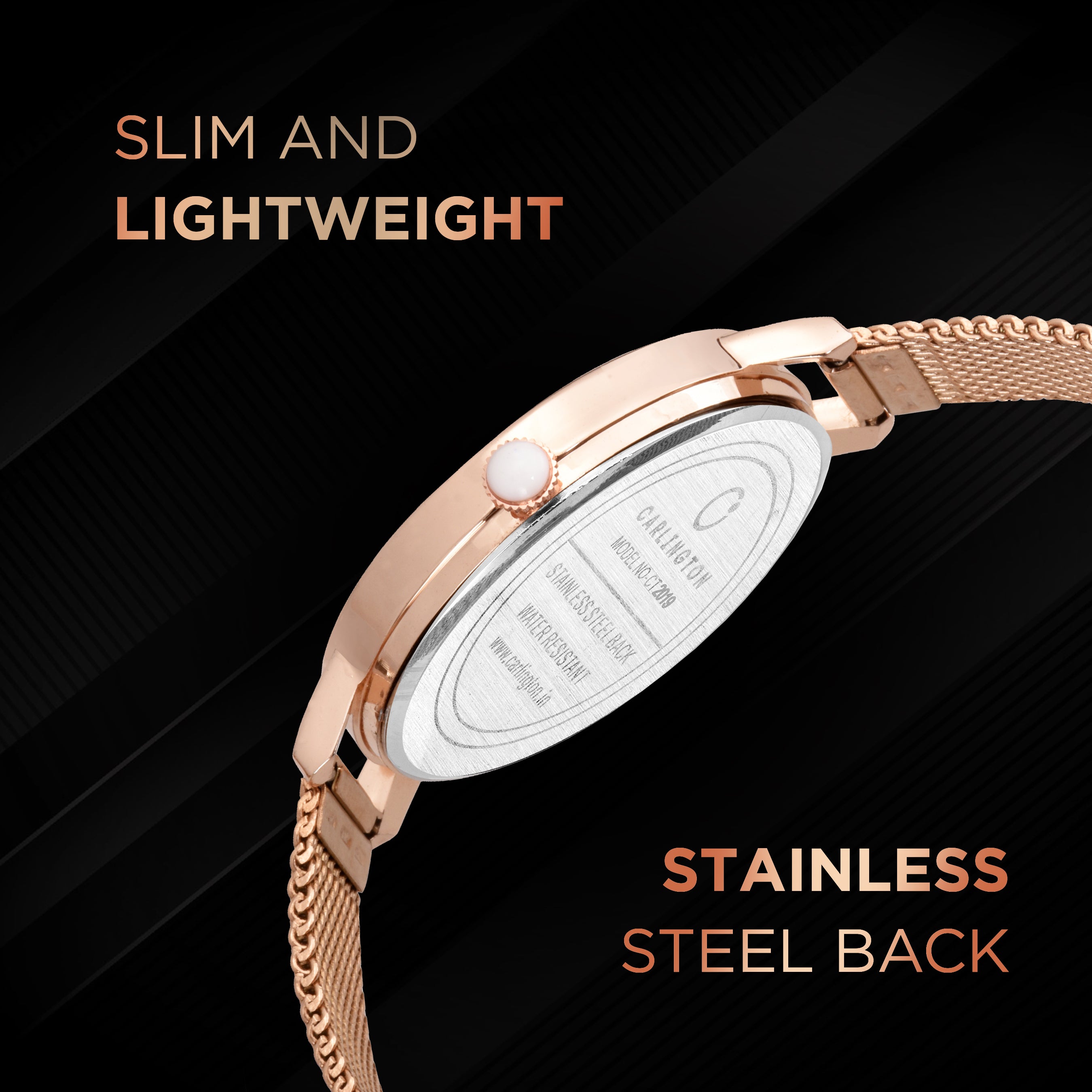 Carlington Elite Ladies Self Adjustable Mesh Strap Water Resistant Analog Watch - For Women CT2019