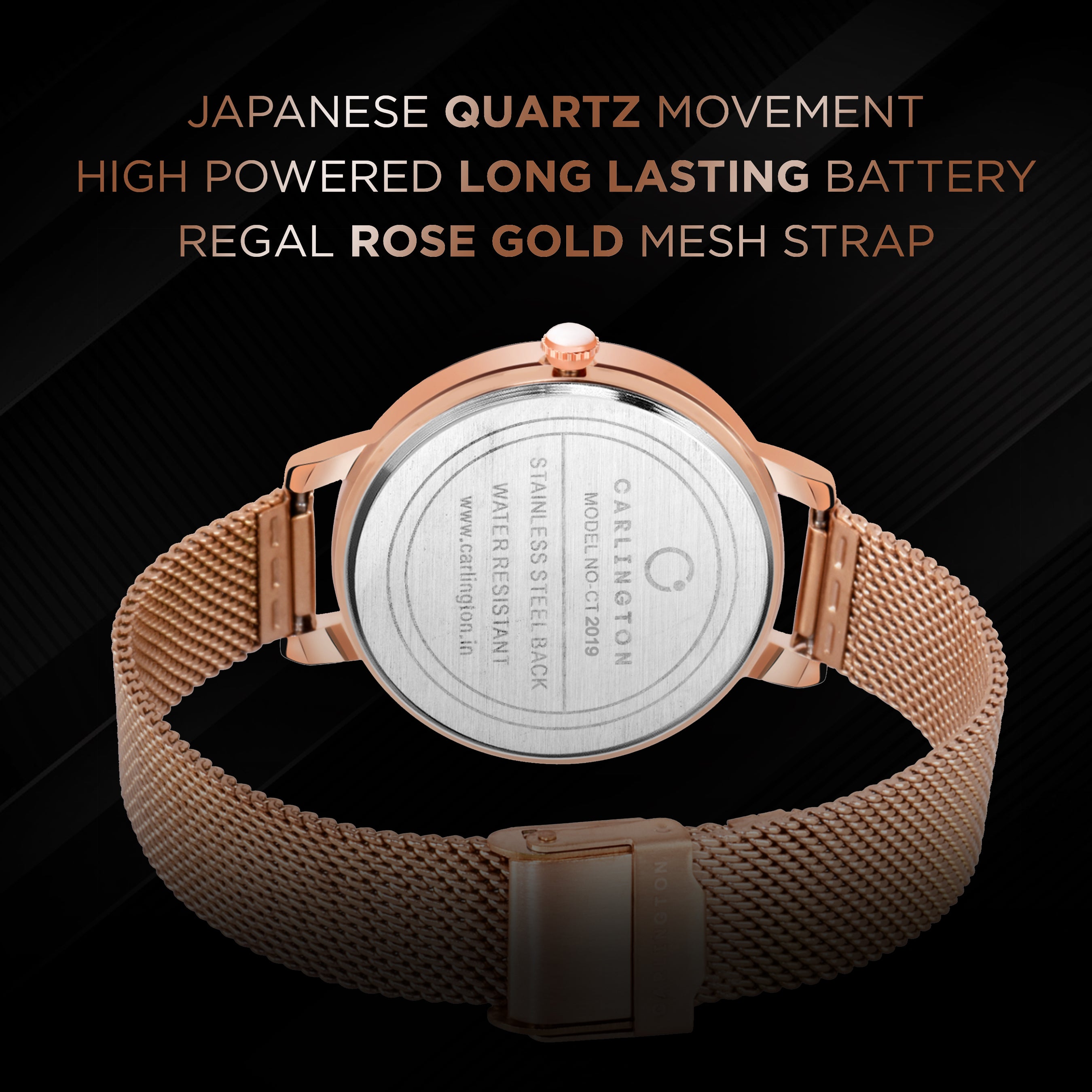 Carlington Elite Ladies Self Adjustable Mesh Strap Water Resistant Analog Watch - For Women CT2019