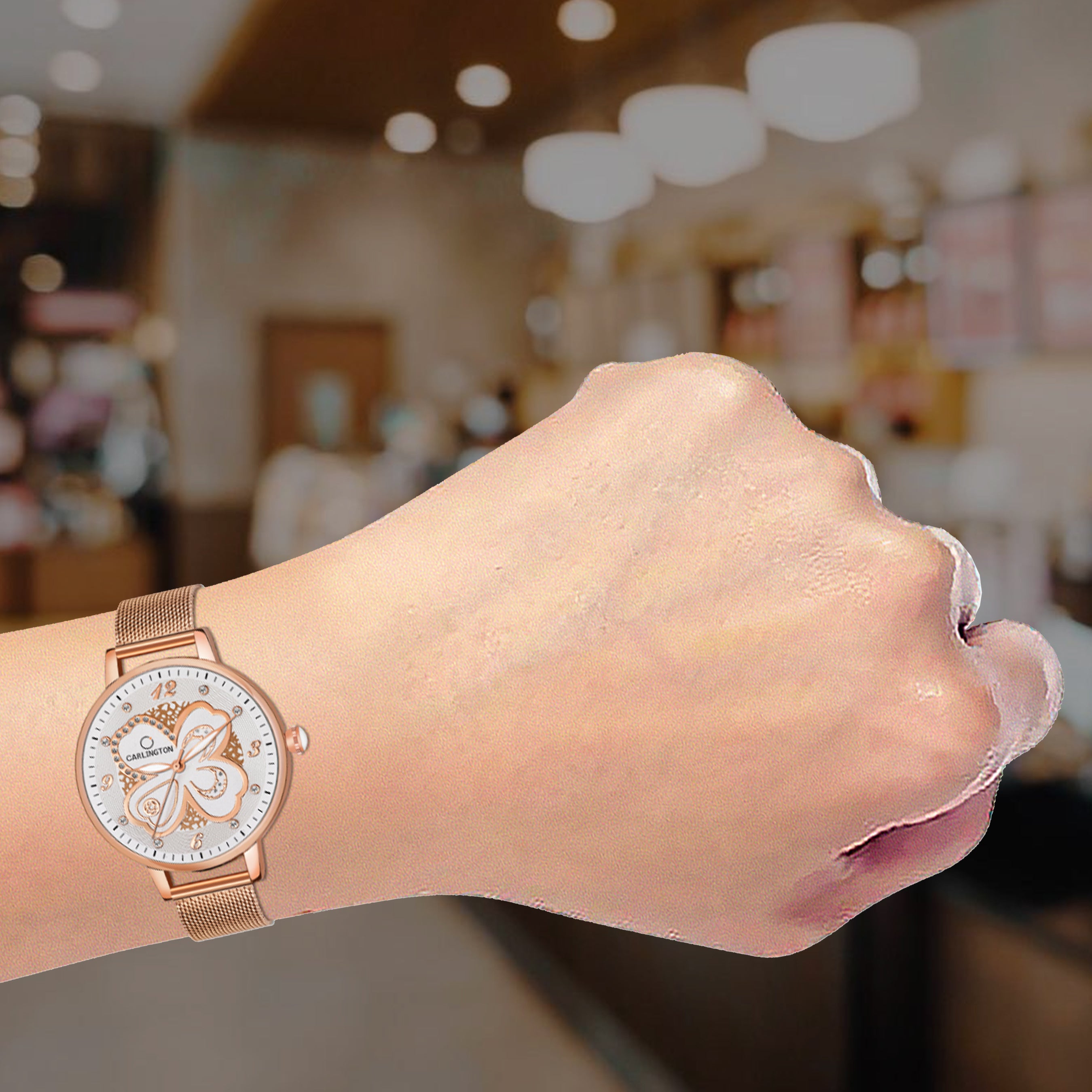 Carlington Elite Ladies Self Adjustable Mesh Strap Water Resistant Analog Watch - For Women CT2019