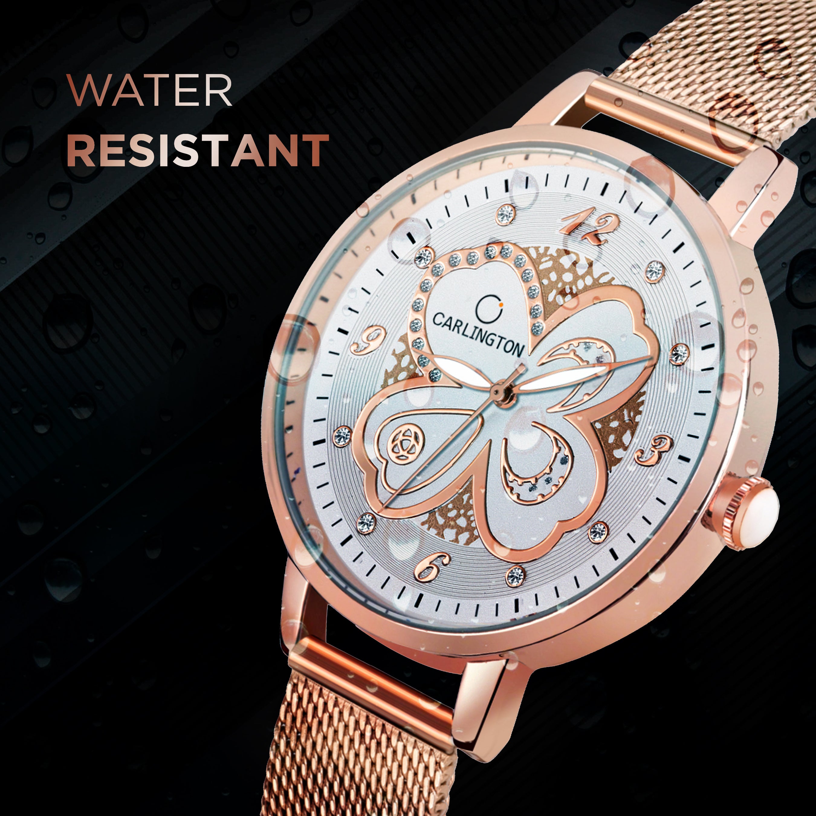 Carlington Elite Ladies Self Adjustable Mesh Strap Water Resistant Analog Watch - For Women CT2019