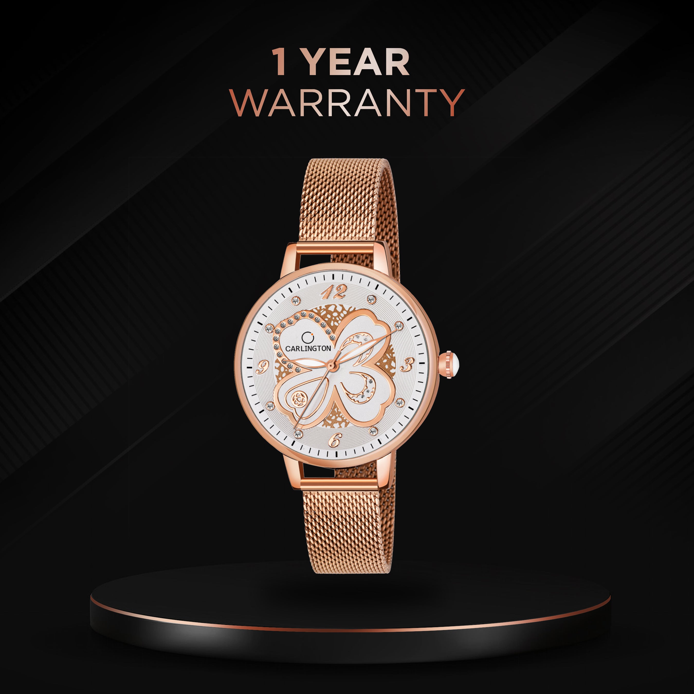 Carlington Elite Ladies Self Adjustable Mesh Strap Water Resistant Analog Watch - For Women CT2019