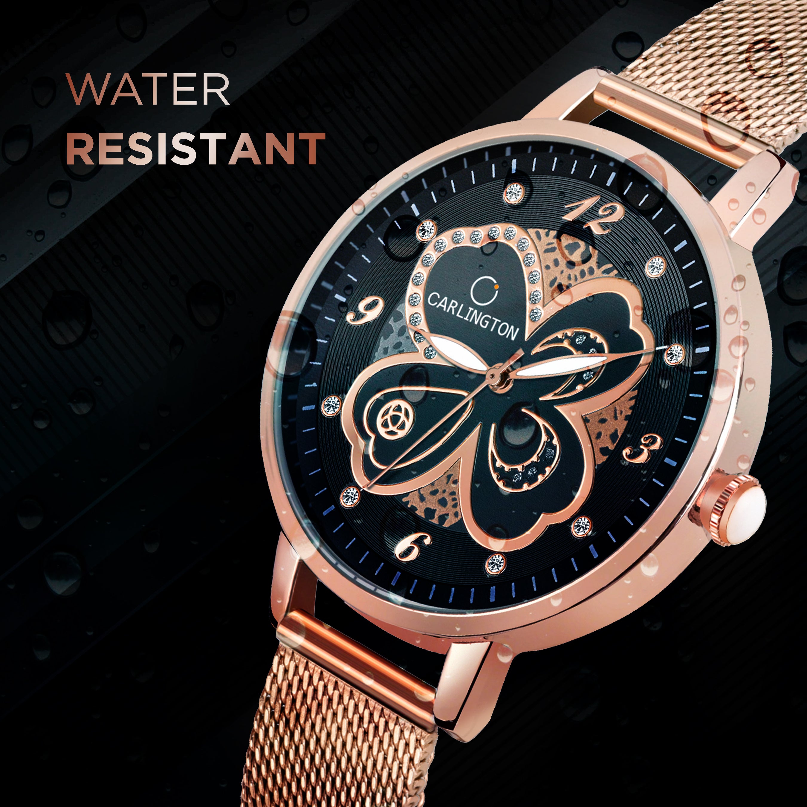 Carlington Elite Ladies Self Adjustable Mesh Strap Water Resistant Analog Watch - For Women CT2019