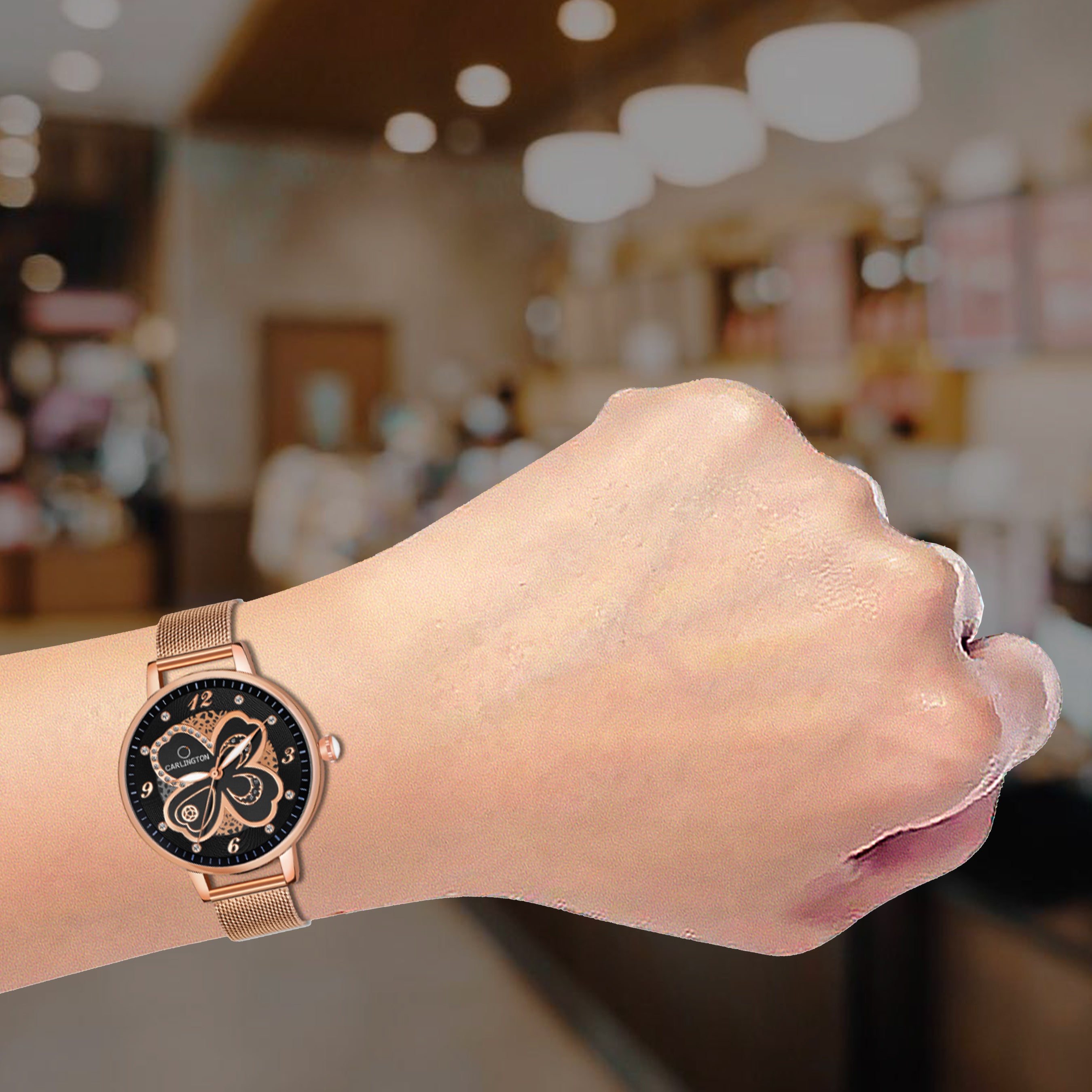 Carlington Elite Ladies Self Adjustable Mesh Strap Water Resistant Analog Watch - For Women CT2019