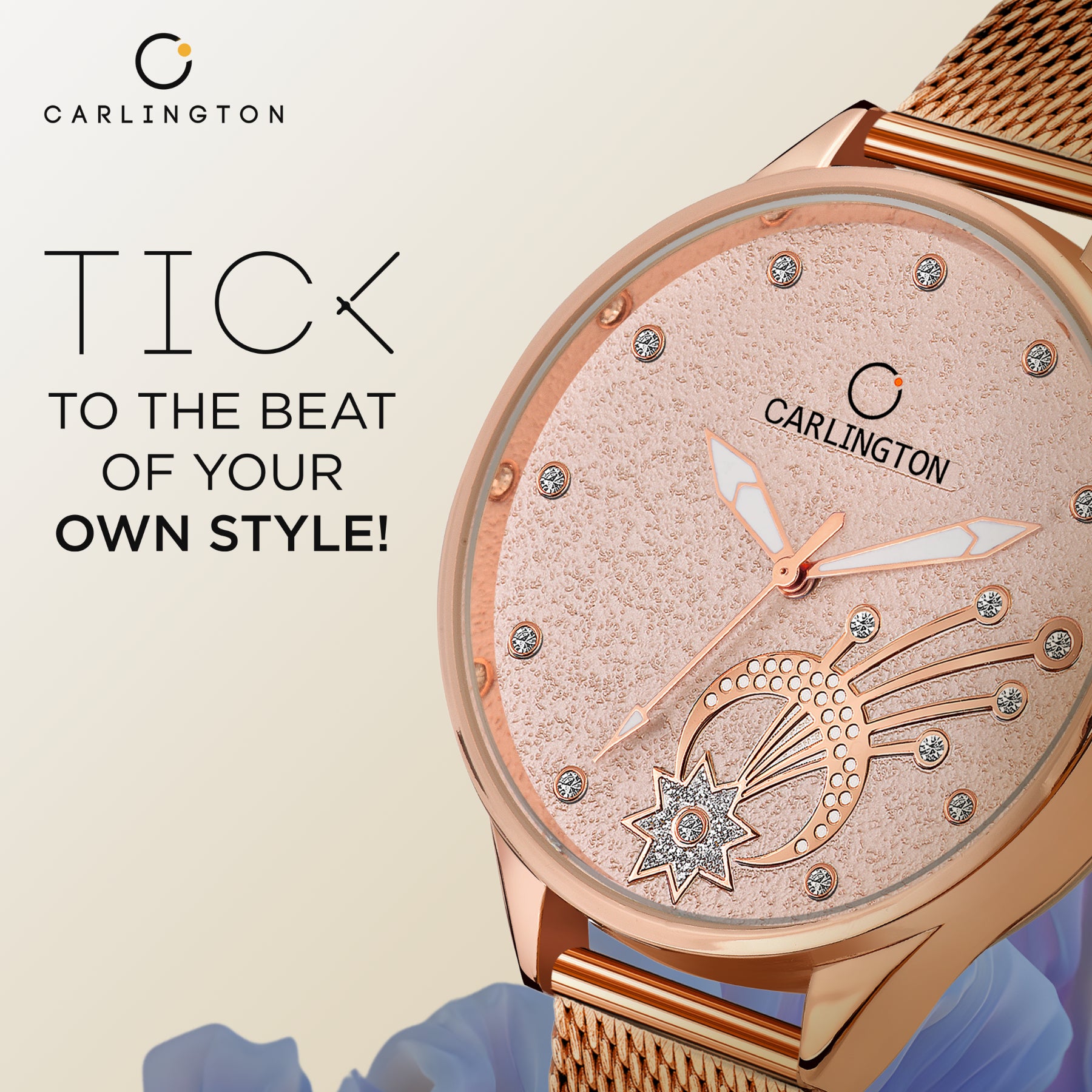 Carlington Elite Ladies Self Adjustable Mesh Strap Water Resistant Analog Watch - For Women CT2020
