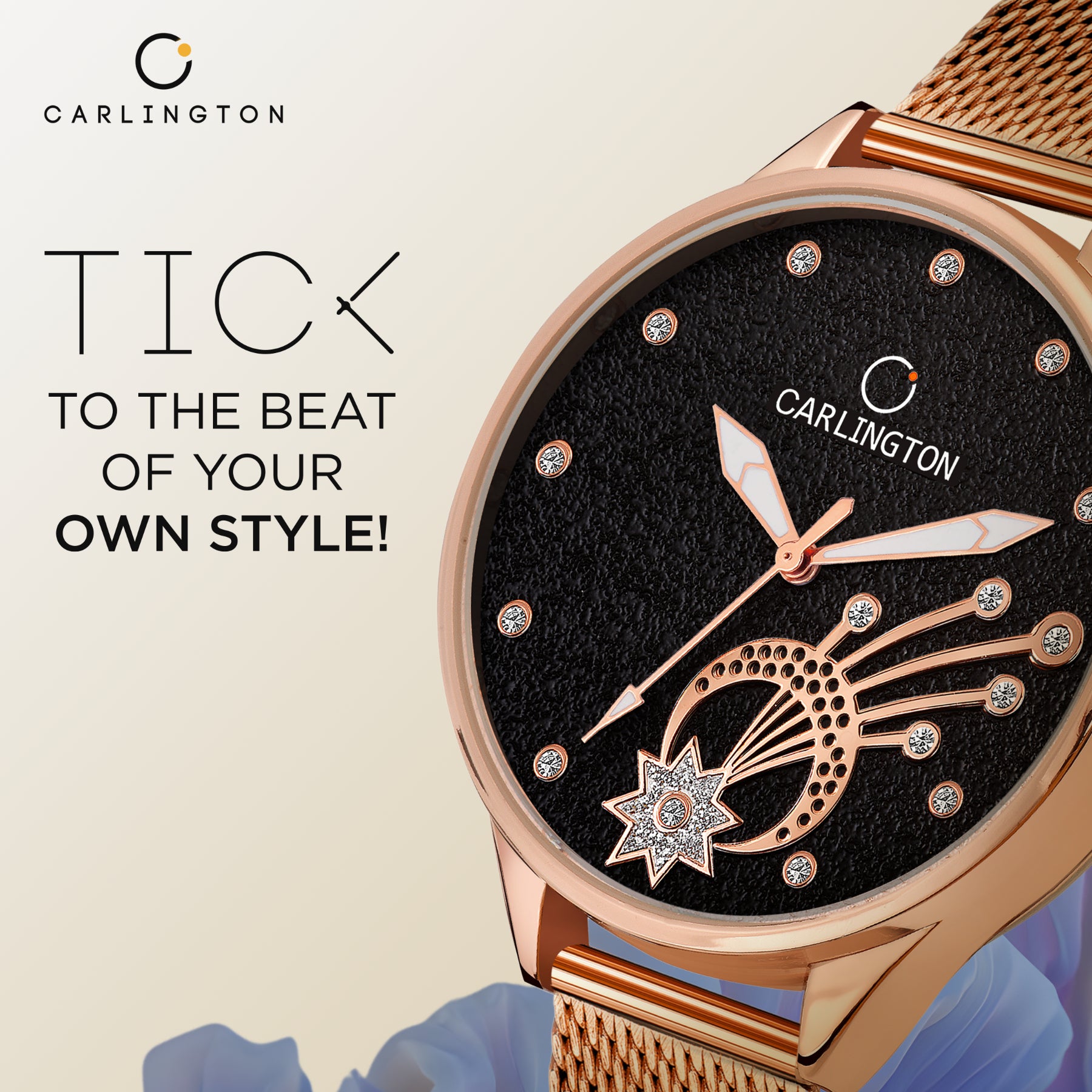 Carlington Elite Ladies Self Adjustable Mesh Strap Water Resistant Analog Watch - For Women CT2020