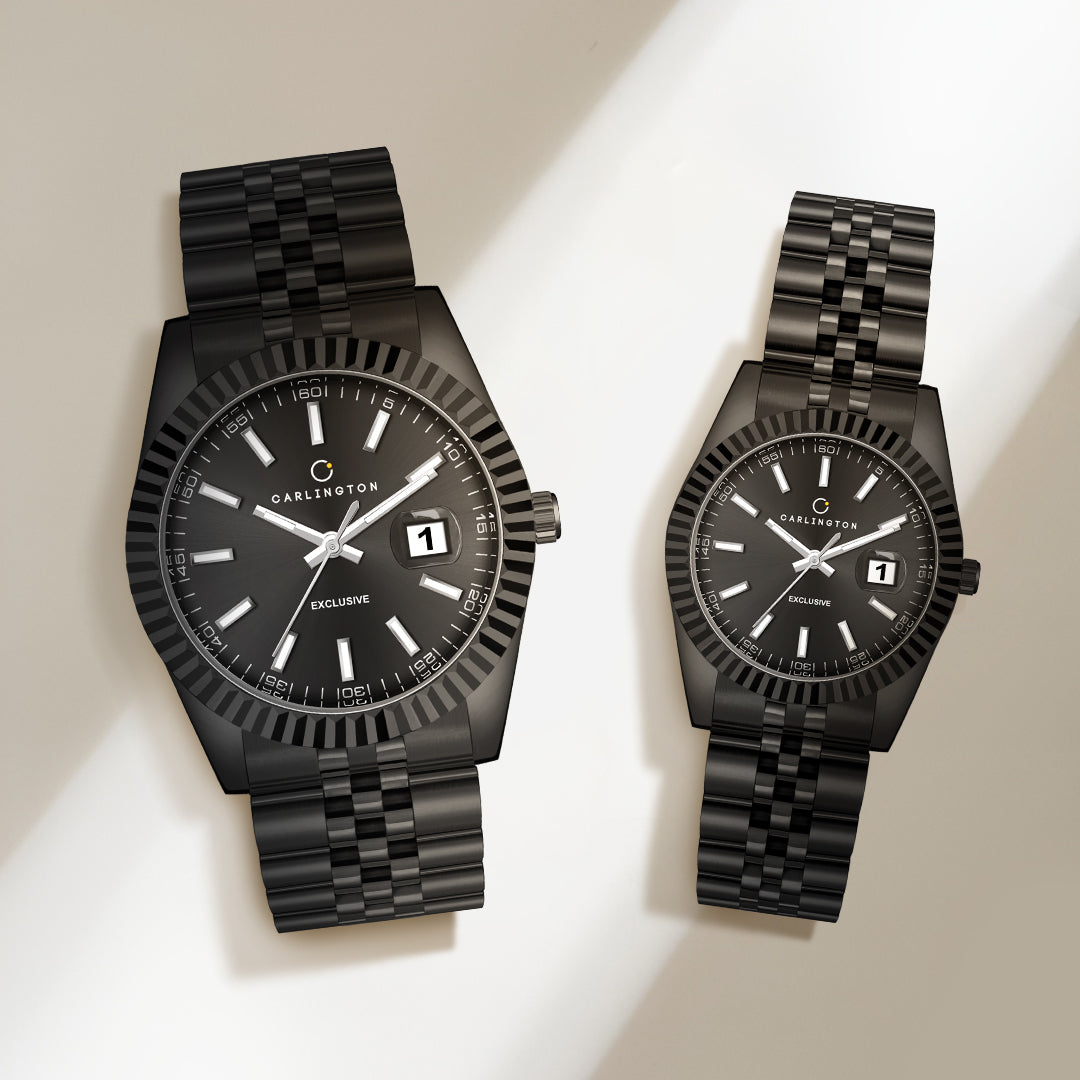Carlington Exclusive Series 8811 Black Men + 8811 black Women Analog Wrist Watch For couple