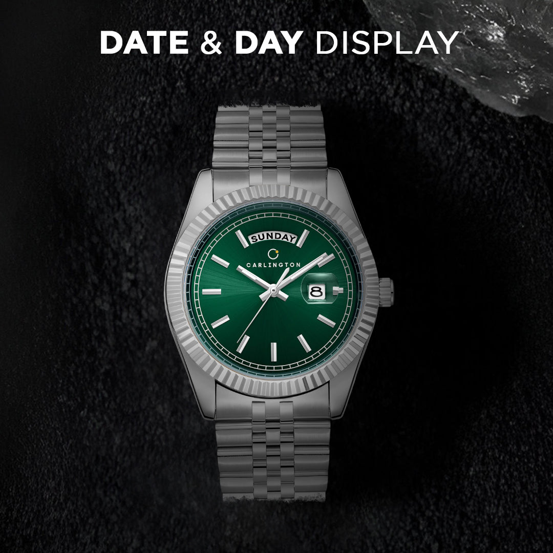 Carlington Analog Gents Watches with Stainless Steel Chain Strap | Day and Date Display | Premium Gift Watches for Men – Stylish Casual & Formal Wrist Watch - CT 8888
