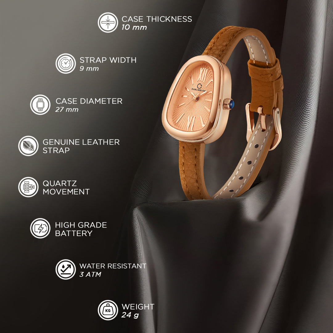 Carlington Aura Series Analog Women Wrist Watches with Premium Leather Belt Strap | Premium Fashion Watches for Ladies | CT - 202