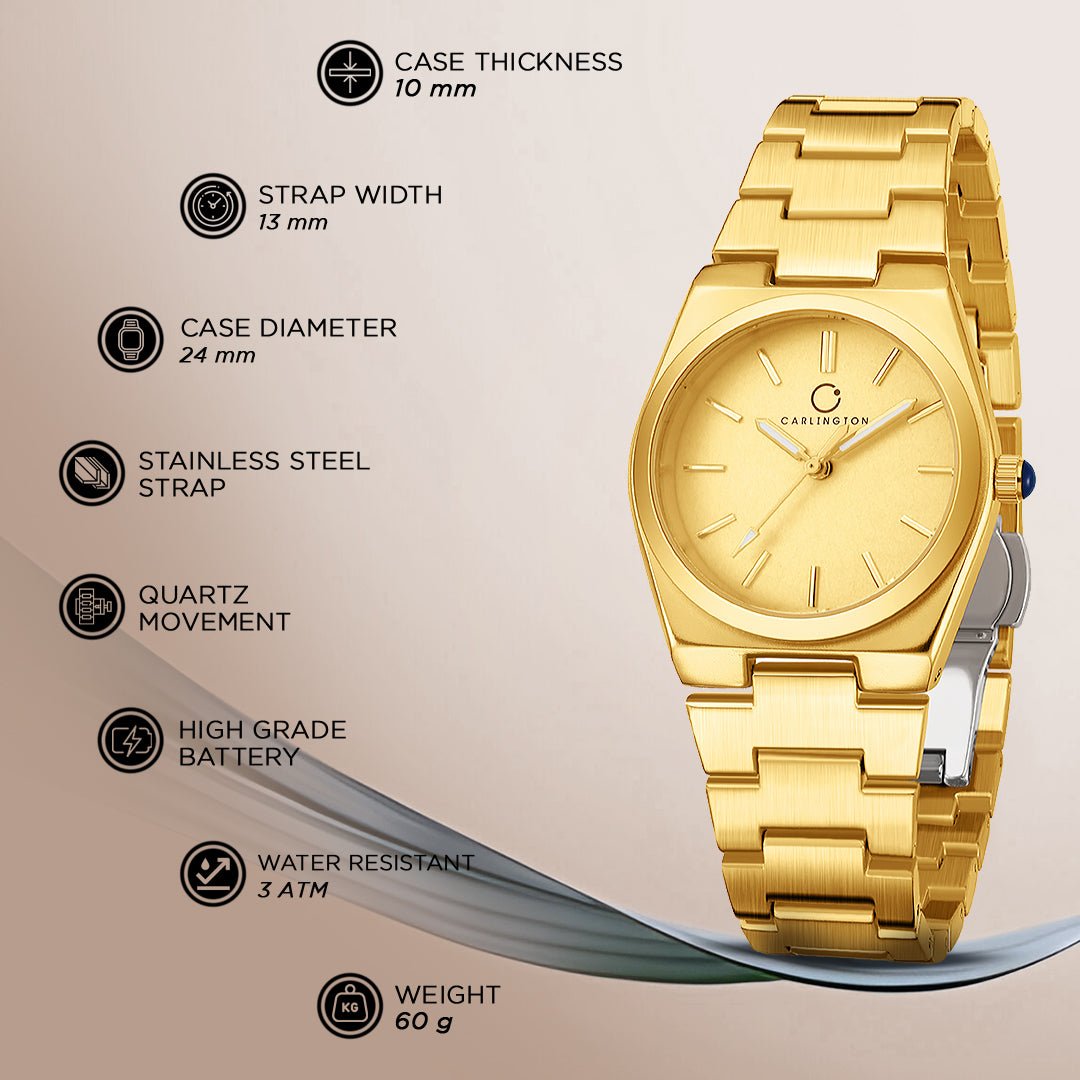 Carlington Diva Series Analog Women Wrist Watches with Stainless Steel Chain Strap | Premium Fashion Watches for Ladies | CT - 101
