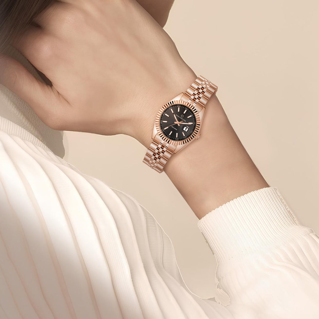 Carlington Exclusive Series 8811 Rose Black Men + 8811 Rose Black Women Analog Wrist Watch For couple