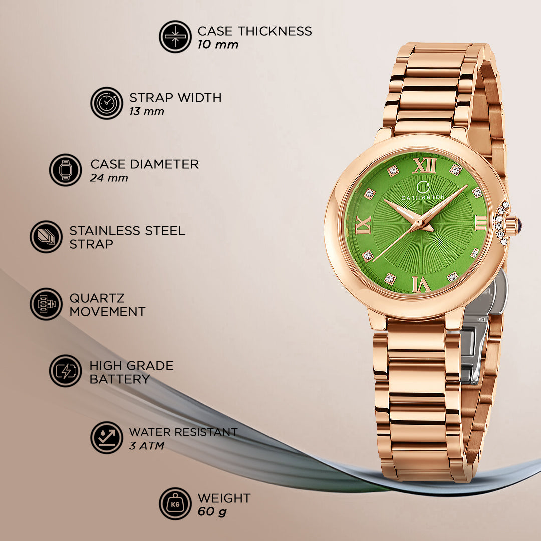 Carlington Diva Series Analog Women Wrist Watches with Stainless Steel Chain Strap | Premium Fashion Watches for Ladies | CT - 111
