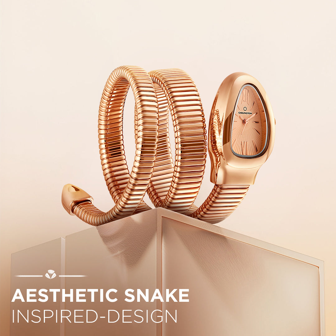 Carlington Elegant Snake Band Analog Women's Watch – Premium Stainless Steel Strap, Oval Designer Dial, Water-Resistant Ladies Watch for Party & Casual Wear Premium Gift Watch for Women