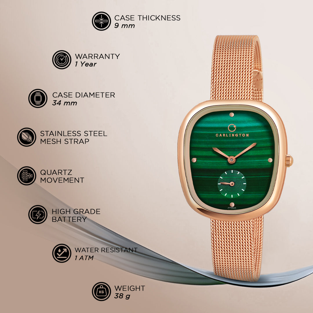 Carlington Iconic 2048 Analog Watches for Women with Premium mesh Strap, Scratch-Resistant Dial, and Water-Resistant Body – Elegant Watches for Women and Girls