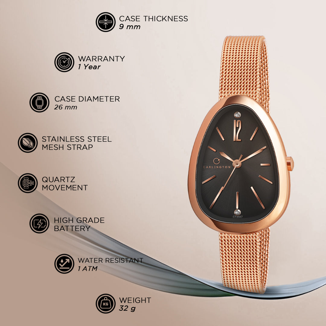 Iconic 2047 Rose Black Analog Womens Watch