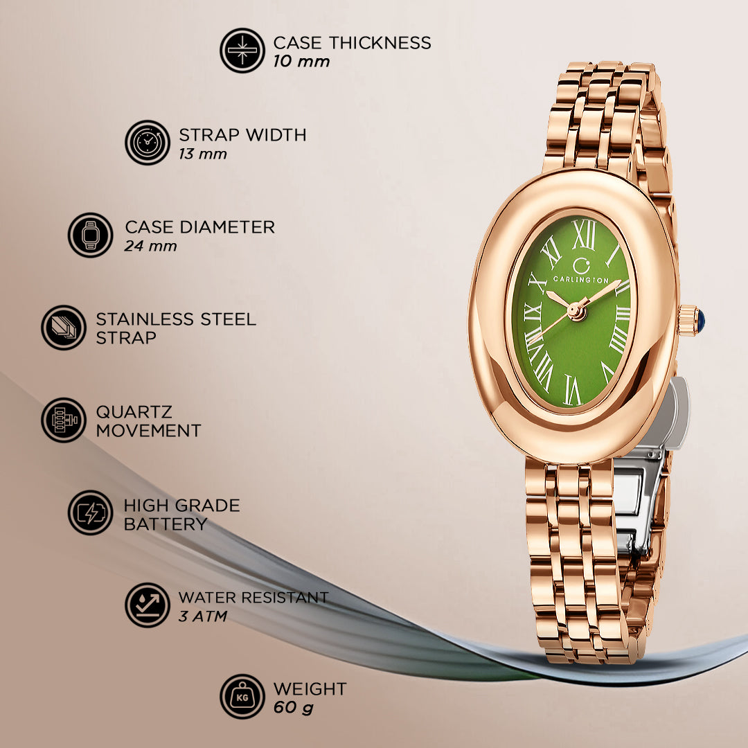 Carlington Diva Series Analog Women Wrist Watches with Stainless Steel Chain Strap | Premium Fashion Watches for Ladies | CT - 109