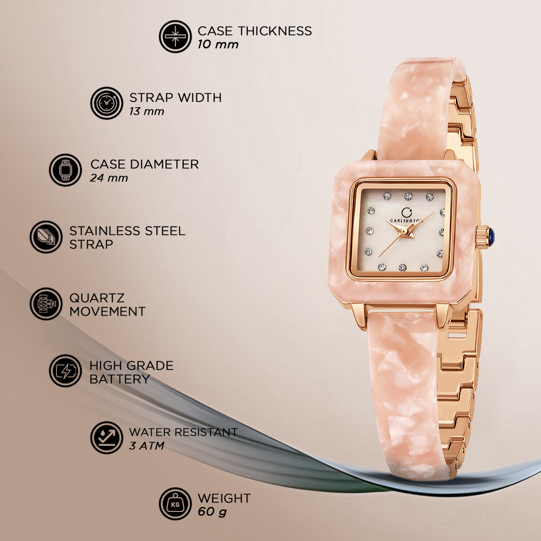Carlington Diva Series Analog Women Wrist Watches with Stainless Steel Chain Strap | Premium Fashion Watches for Ladies | CT - 121