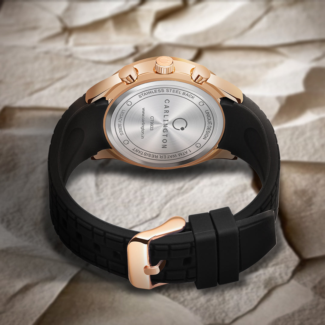 Carlington Legacy Series Analog Wrist Watches with Chronograph & Silicone Strap for Men - CT 9999