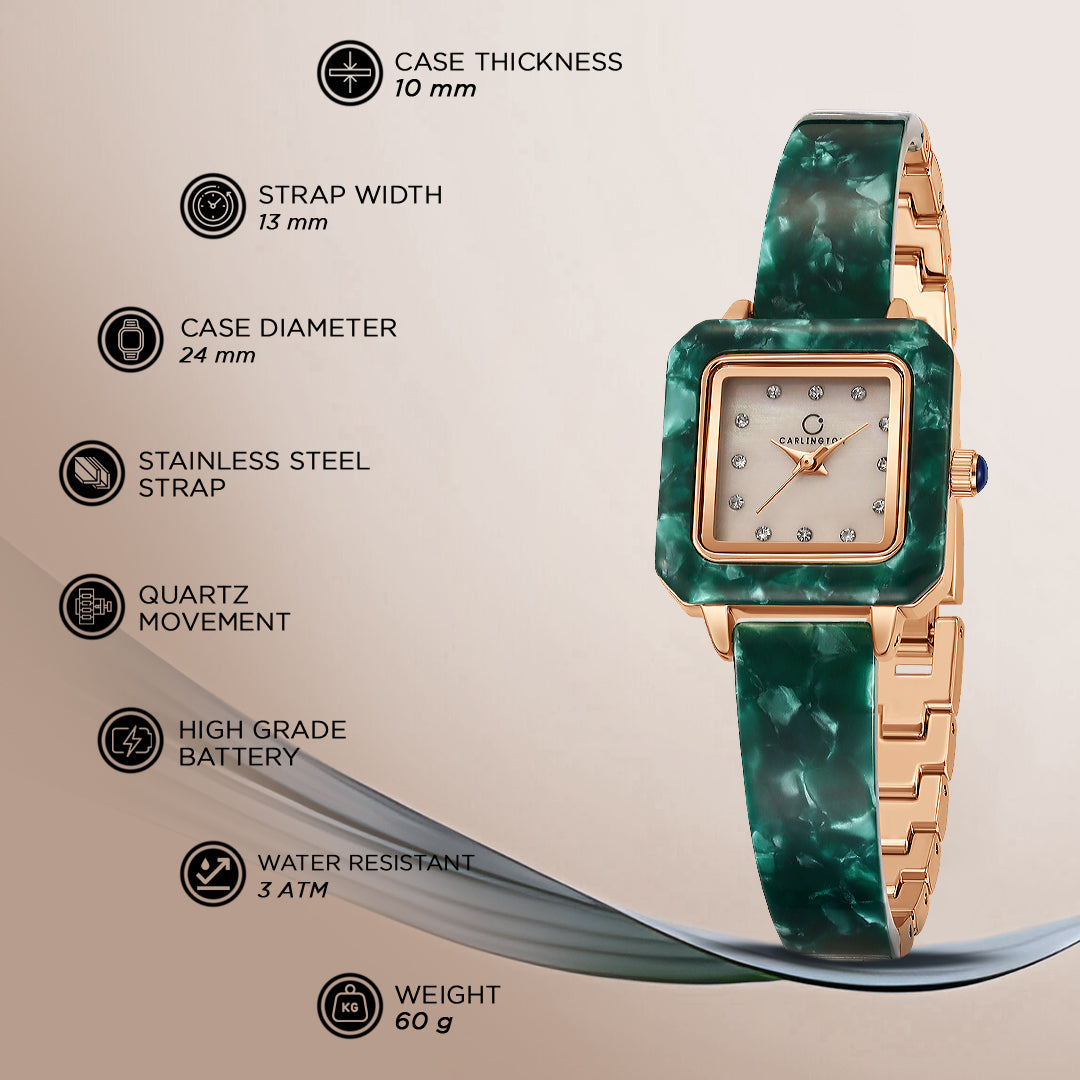 Carlington Diva Series Analog Women Wrist Watches with Stainless Steel Chain Strap | Premium Fashion Watches for Ladies | CT - 121