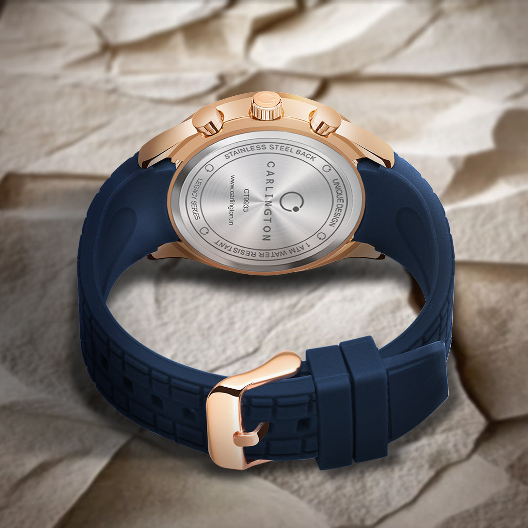 Carlington Legacy Series Analog Wrist Watches with Chronograph & Silicone Strap for Men - CT 9999