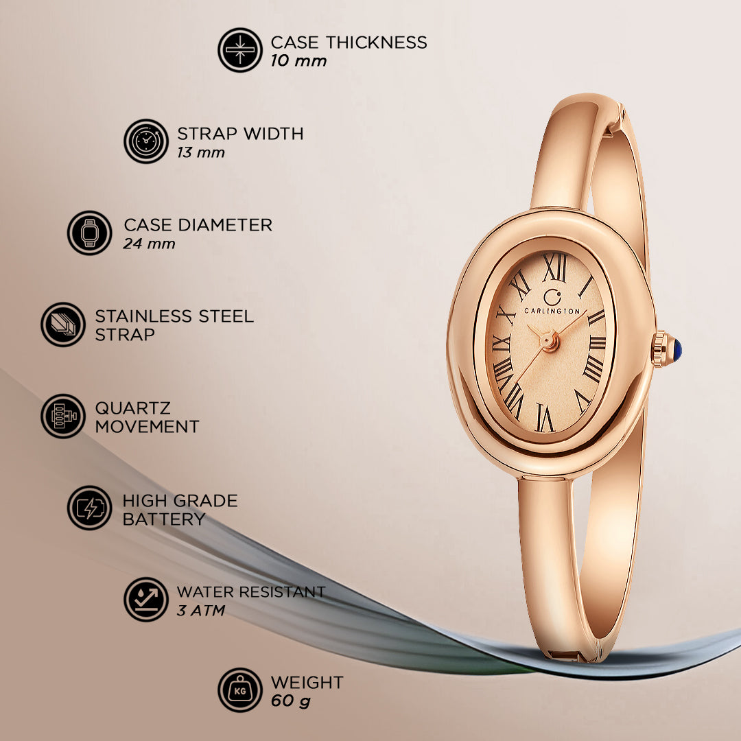 Carlington Diva Series Analog Women Wrist Watches with Stainless Steel Chain Strap | Premium Fashion Watches for Ladies | CT - 122