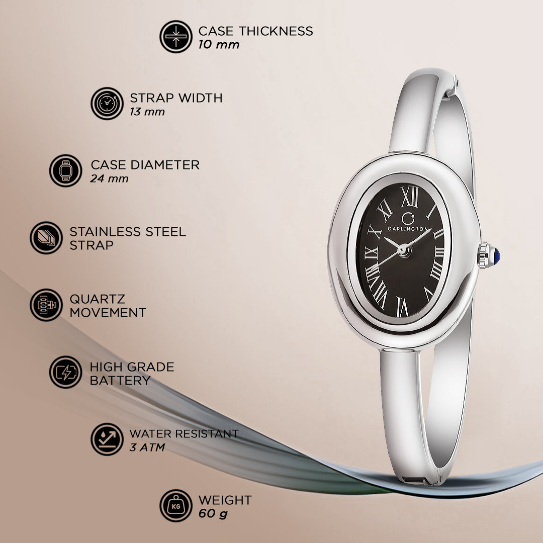 Carlington Diva Series Analog Women Wrist Watches with Stainless Steel Chain Strap | Premium Fashion Watches for Ladies | CT - 122