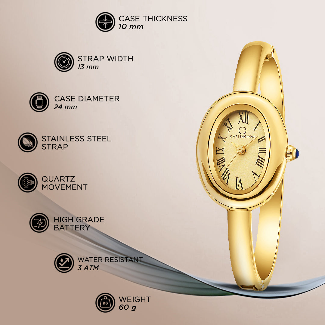 Carlington Diva Series Analog Women Wrist Watches with Stainless Steel Chain Strap | Premium Fashion Watches for Ladies | CT - 122